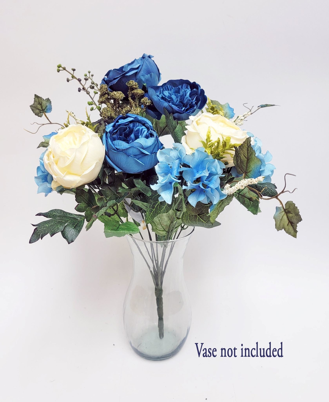 Cabbage Rose and Hydrangea Berry Bush, 20″H (Bush Only, Vase not included)