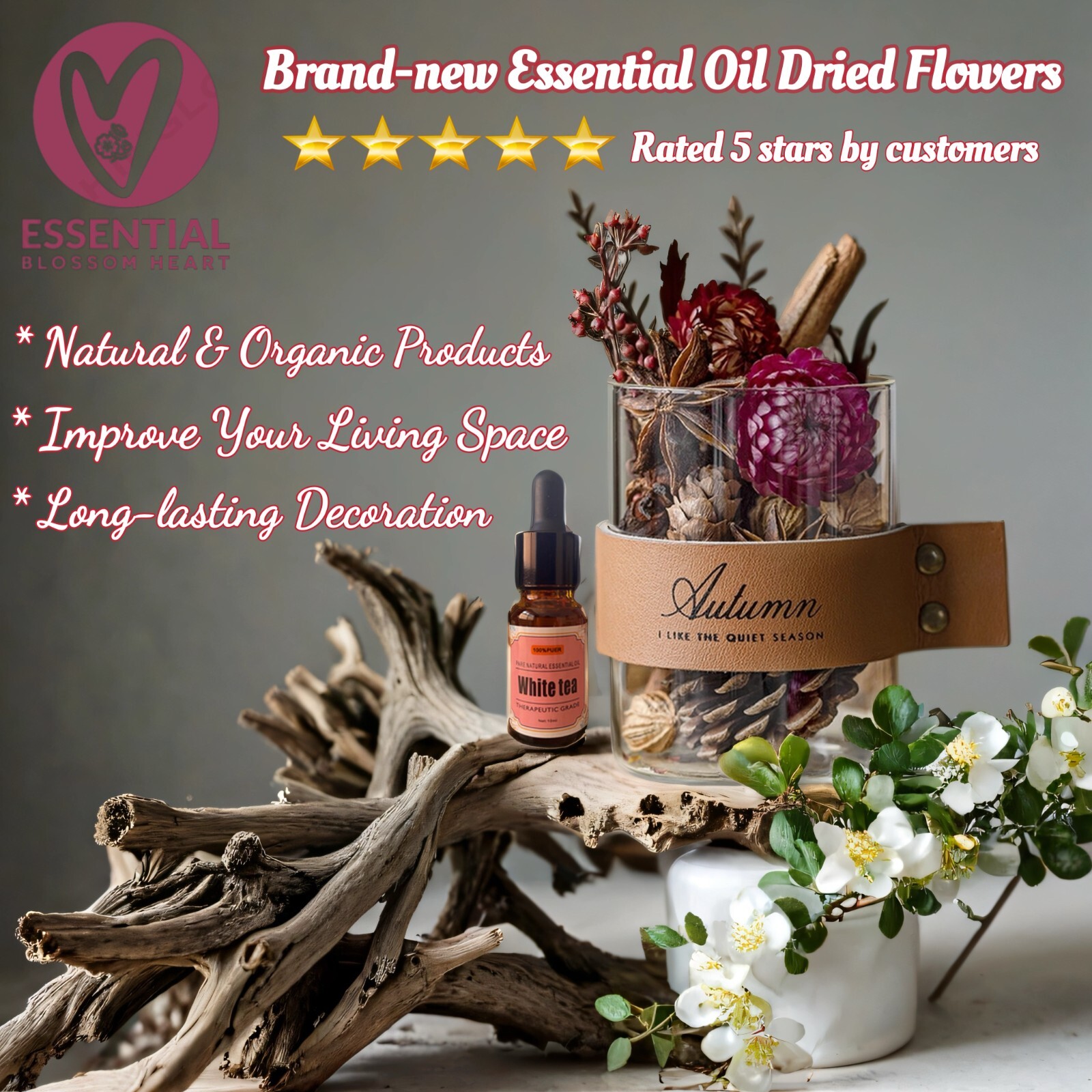 Essential Oil Dried Flowers (Gift/ SPA/ Household/ Home Decor/ Decoration/Aroma)