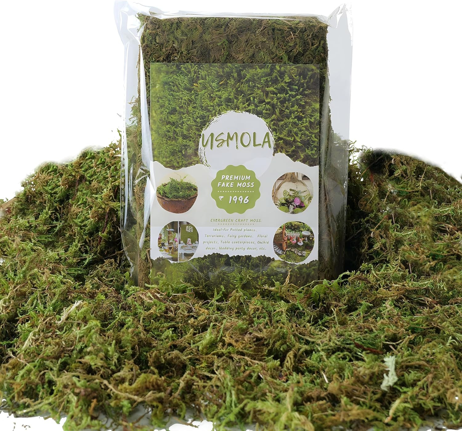 Fake Moss, 8 OZ Green Moss for Potted Plants, Artificial Fresh 225gr