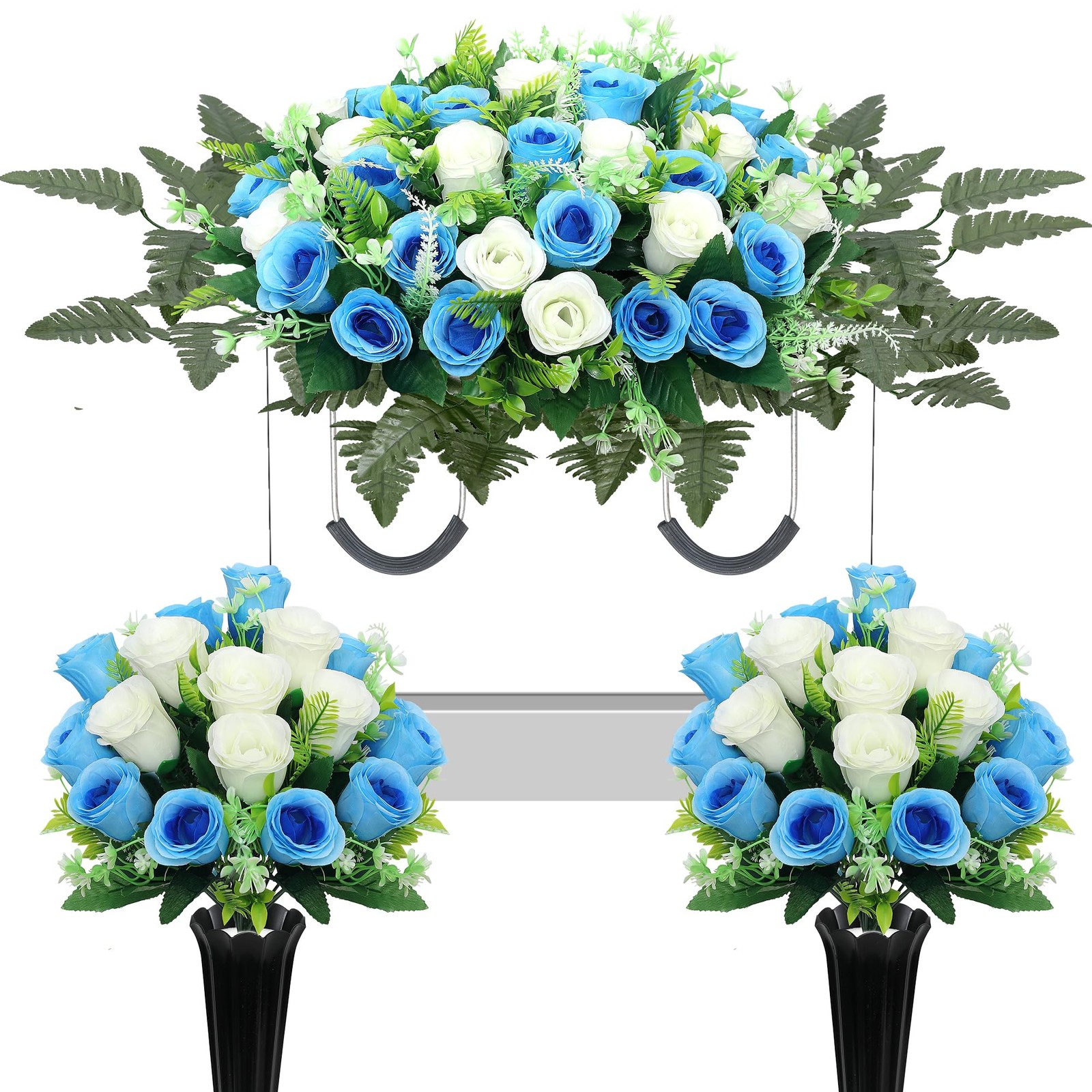 QSBOFOST Large Artificial Cemetery Flowers for Grave,Headstone Flower Saddle …