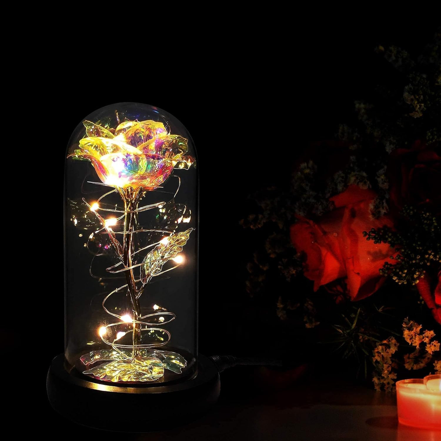 Birthday Gifts for Women,Christmas Rose Gifts for Women,Womens Glass Rose Gifts,