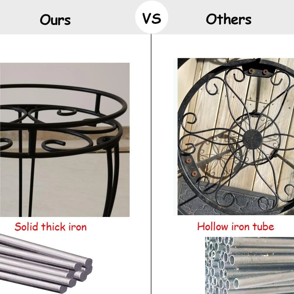 Heavy Duty Metal Plant Stand 11.8″ Indoor Outdoor Flower Pot Rack Black 18.9″