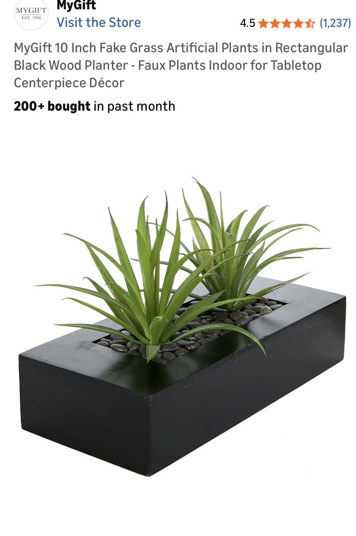 amazon mygift 10 inch fake artificial grass plant black wood planter pebbles