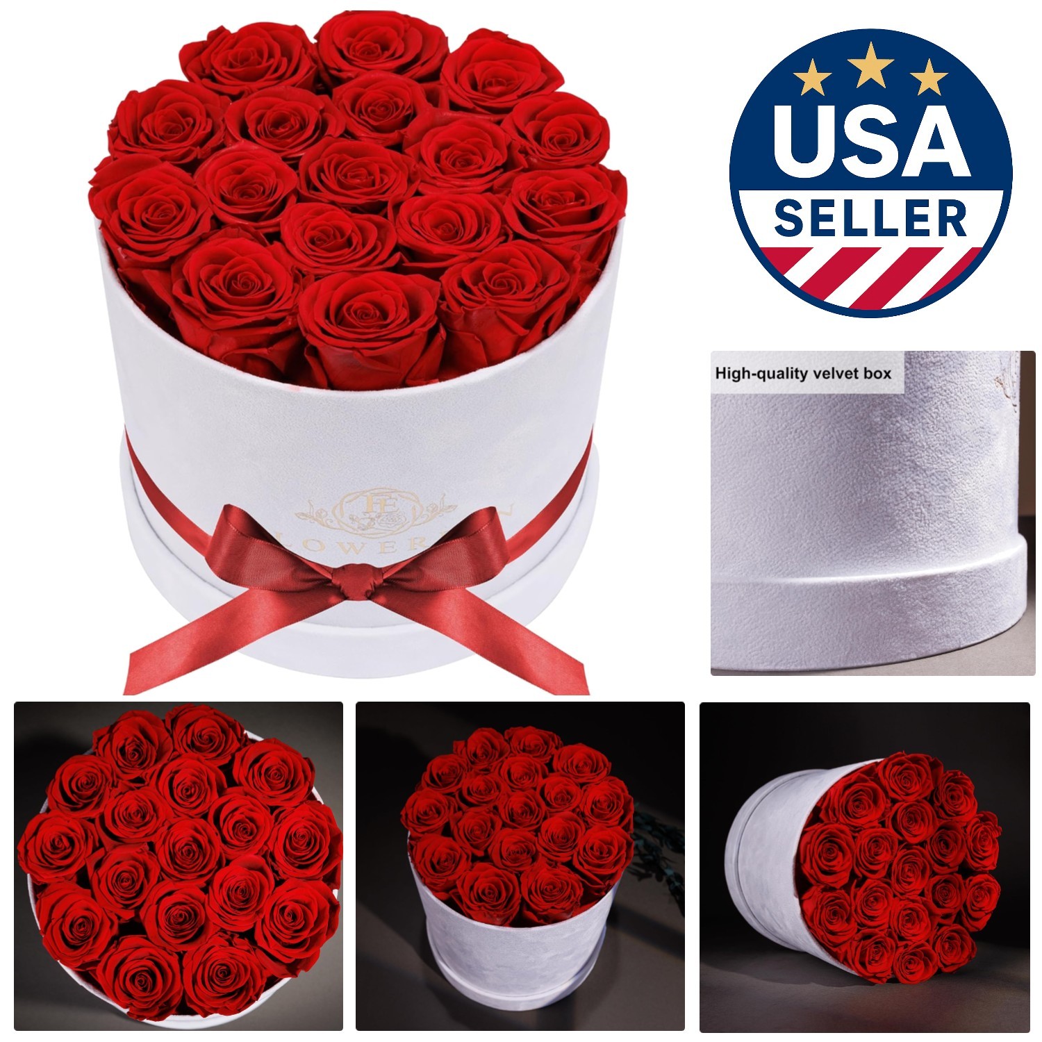 Elegant 17 Red Roses in Velvet Box – Lasting Gift for Mother’s Day or Birthdays