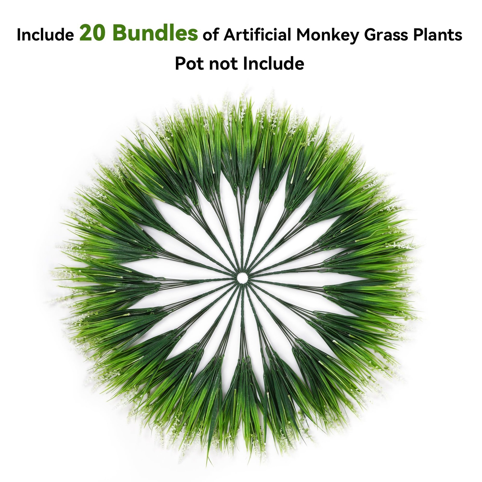 Ivydale 20PCS Artificial Plants Fake Flowers Monkey Grass for Outdoors,UV Res…