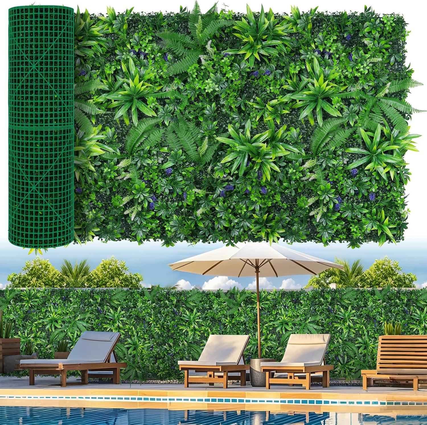 Artificial Boxwood Roll Panels, Grass Wall Panels 40″X120″(33.33 SQFT), Privacy
