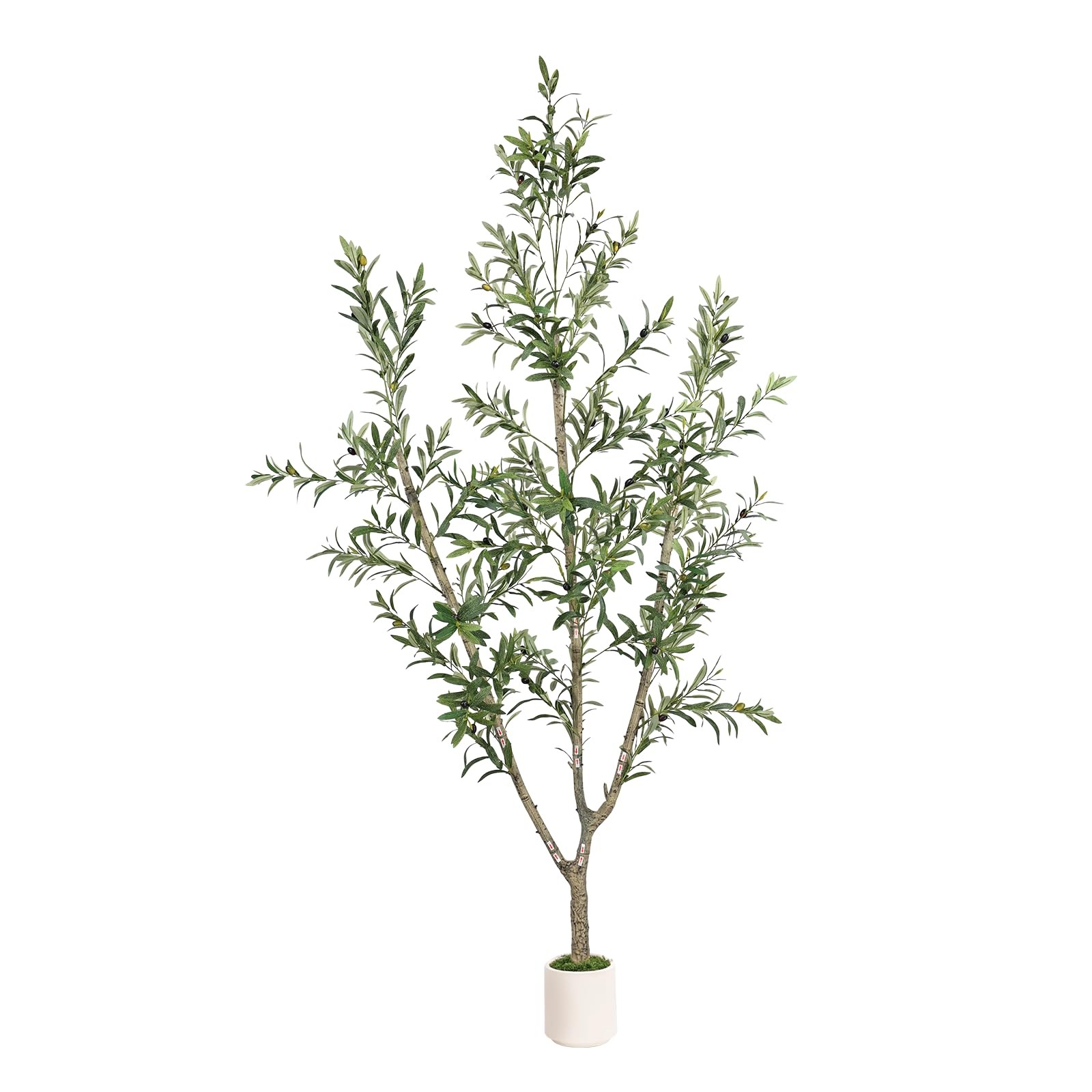 Faux Olive Tree 7ft Tall 1Pack with White Planter for Home Decor