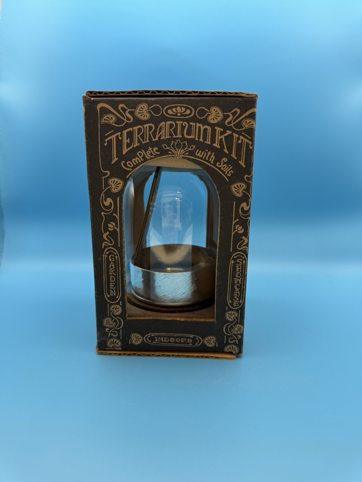 Vintage Terrarium Kit Complete with Soils Glass Dome Leonard Creations 1970s