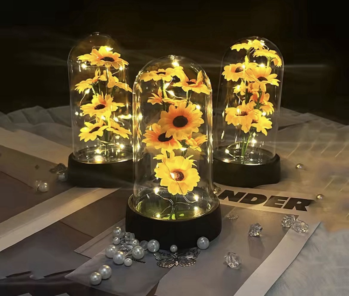 Cute Small Sunflower Plastic Set For Mother’s Day Gift Eternal Flower Basket