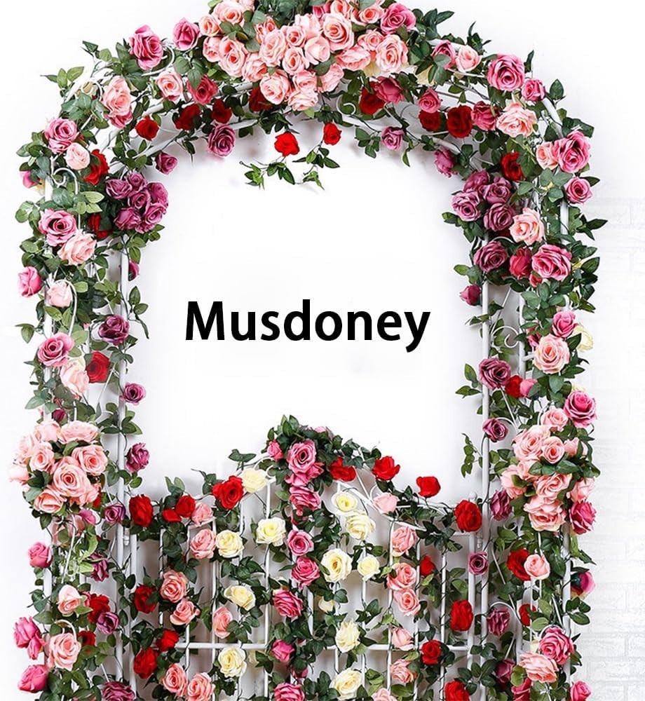 Artificial Rose Hanging Vines 4 Pcs 96 Inches Red Floral Decoration for Events
