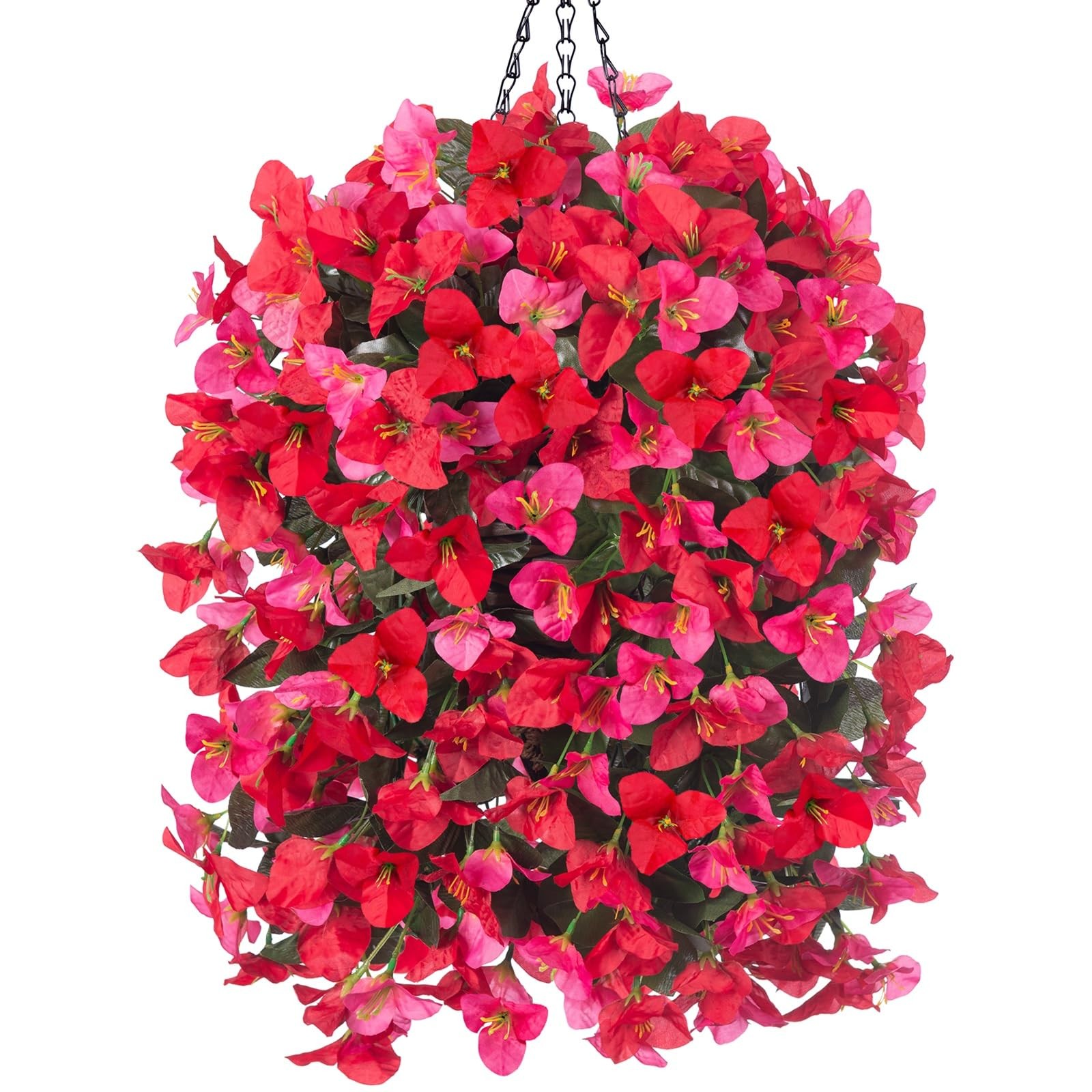 Artificial Bougainvillea Faux Flowers Plants Baskets for Outdoor Outside Deco…