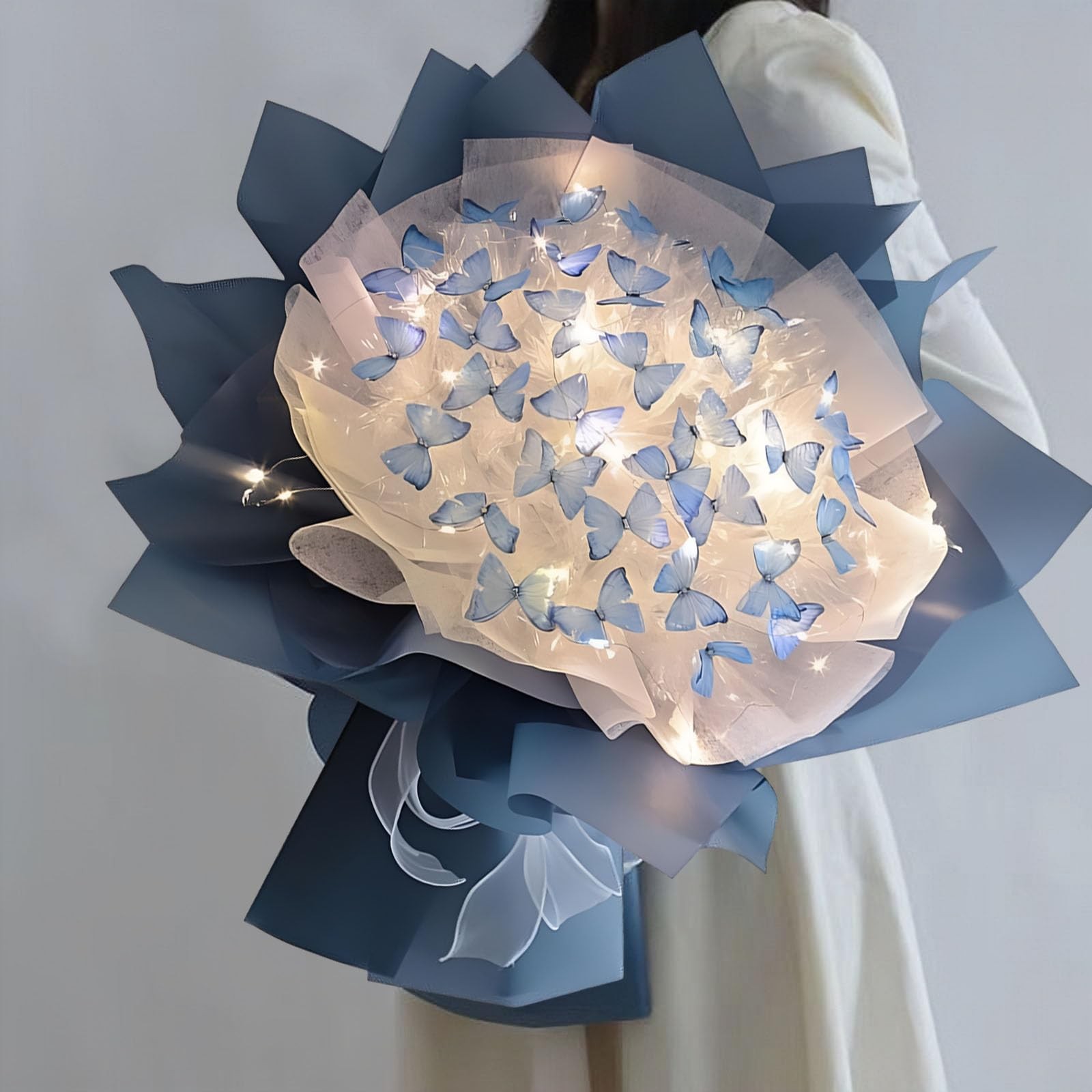 DIY Butterfly Bouquet,33pcs with LED String Lights,Artificial Flower Bouquet,…