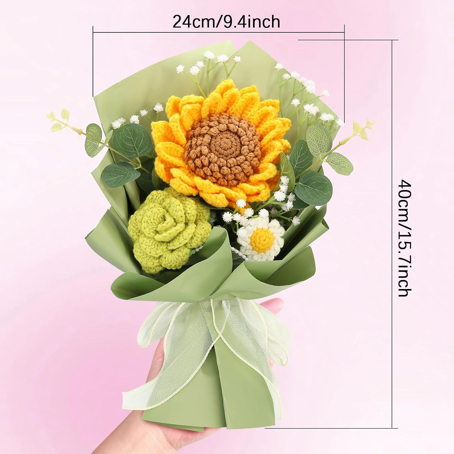 Handmade Crochet Flower Bouquet – Sunflowers, Roses & Daisies Gift Idea
