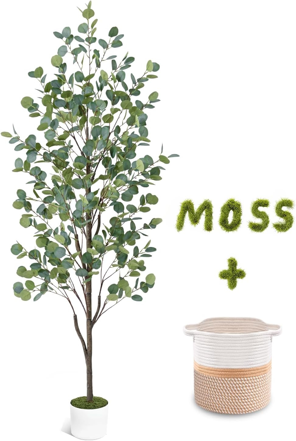 Waipfaru 6FT Fake Eucalyptus Tree with Natural Wood Trunk, Artificial Eucalyptus