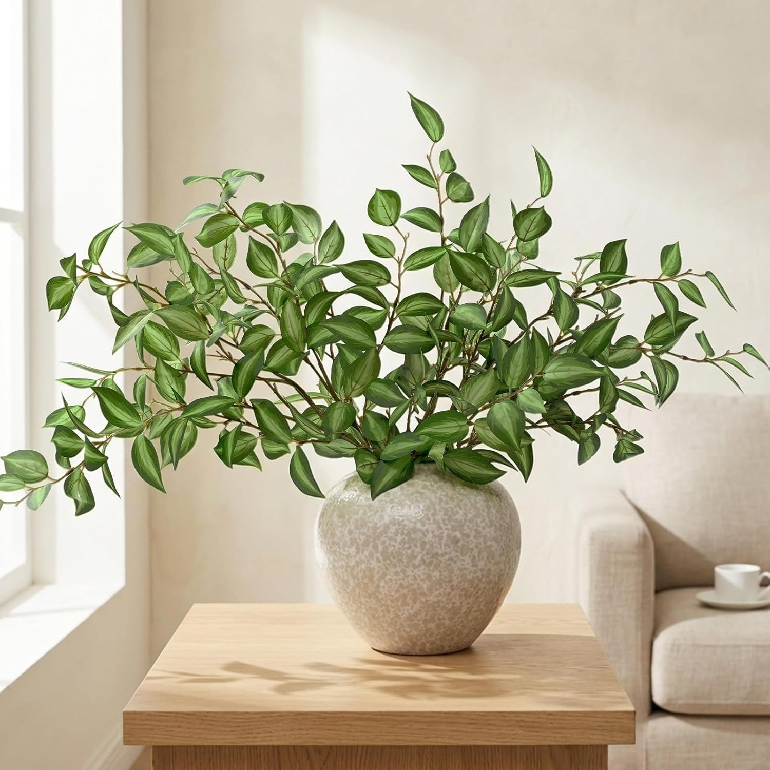 Waipfaru 5PCS Greenery Stems for Vases, 32.7 inch Artificial Eucalyptus Green Fa