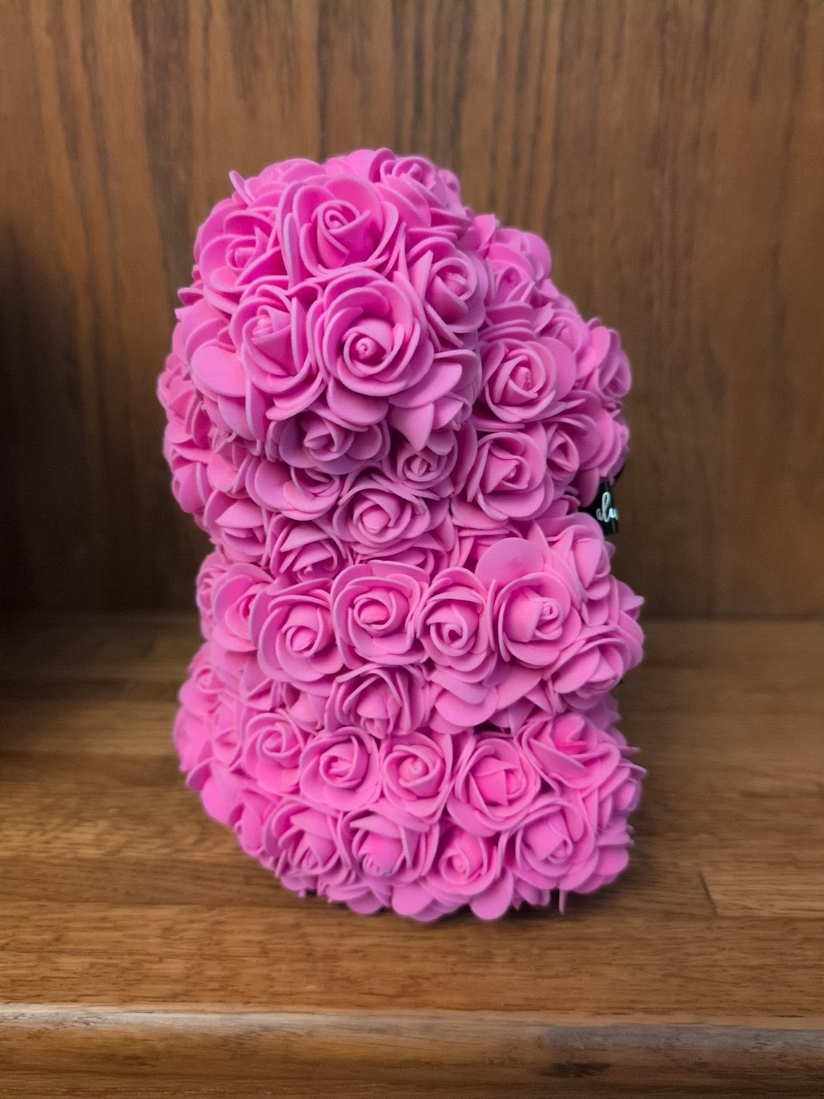 Always and Forever Pink Flower Bear With Box Artificial Rose Flowers
