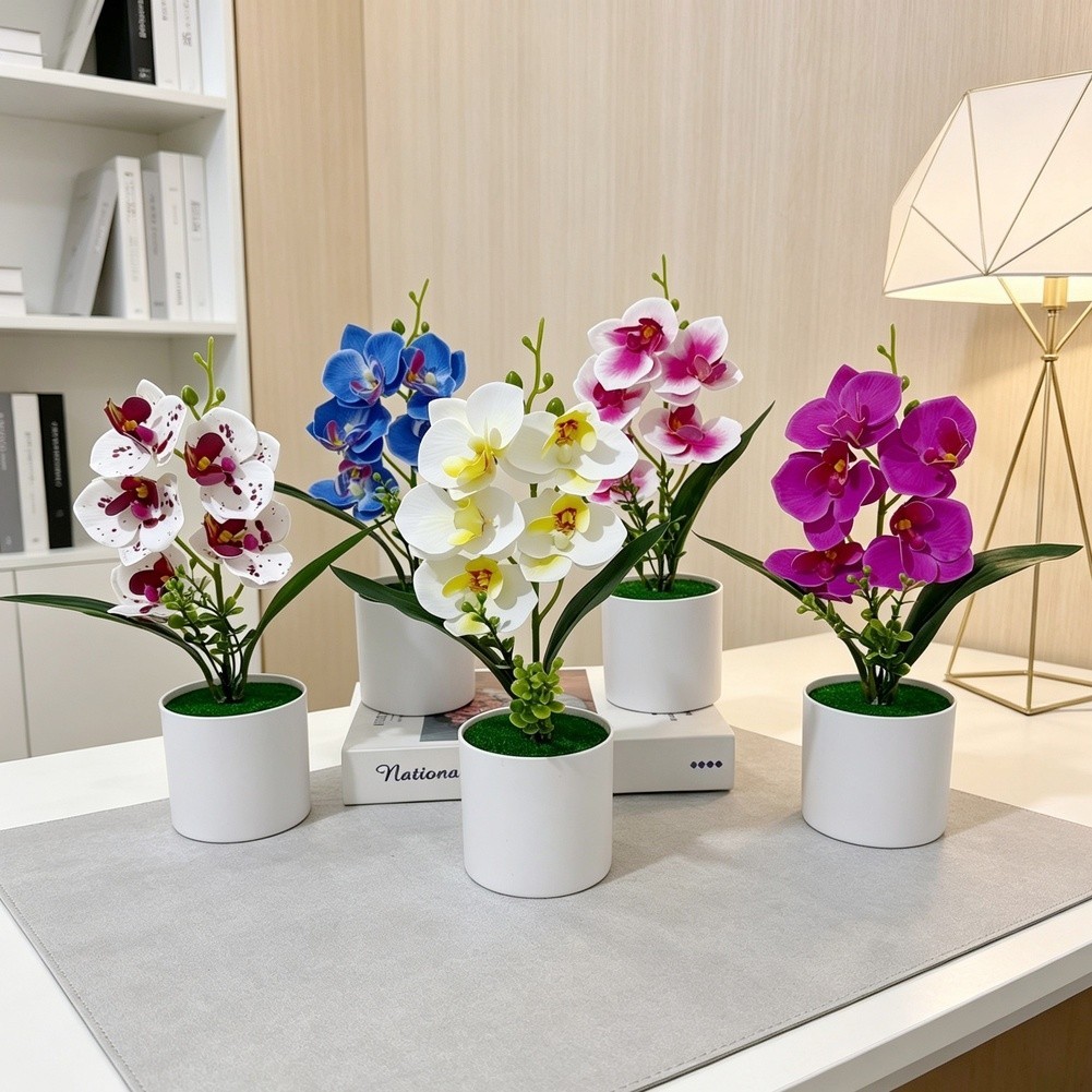 Modern Artificial Phalaenopsis Orchid Plant for Contemporary Decor 38cm