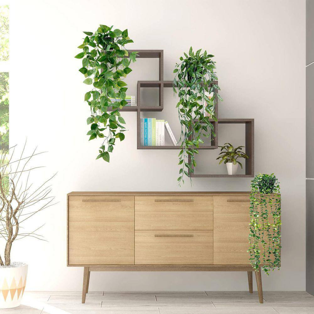 24 In. Green Fake Plant Hanging Plants with Pots, Artificial Ivy Vine Faux Eucal
