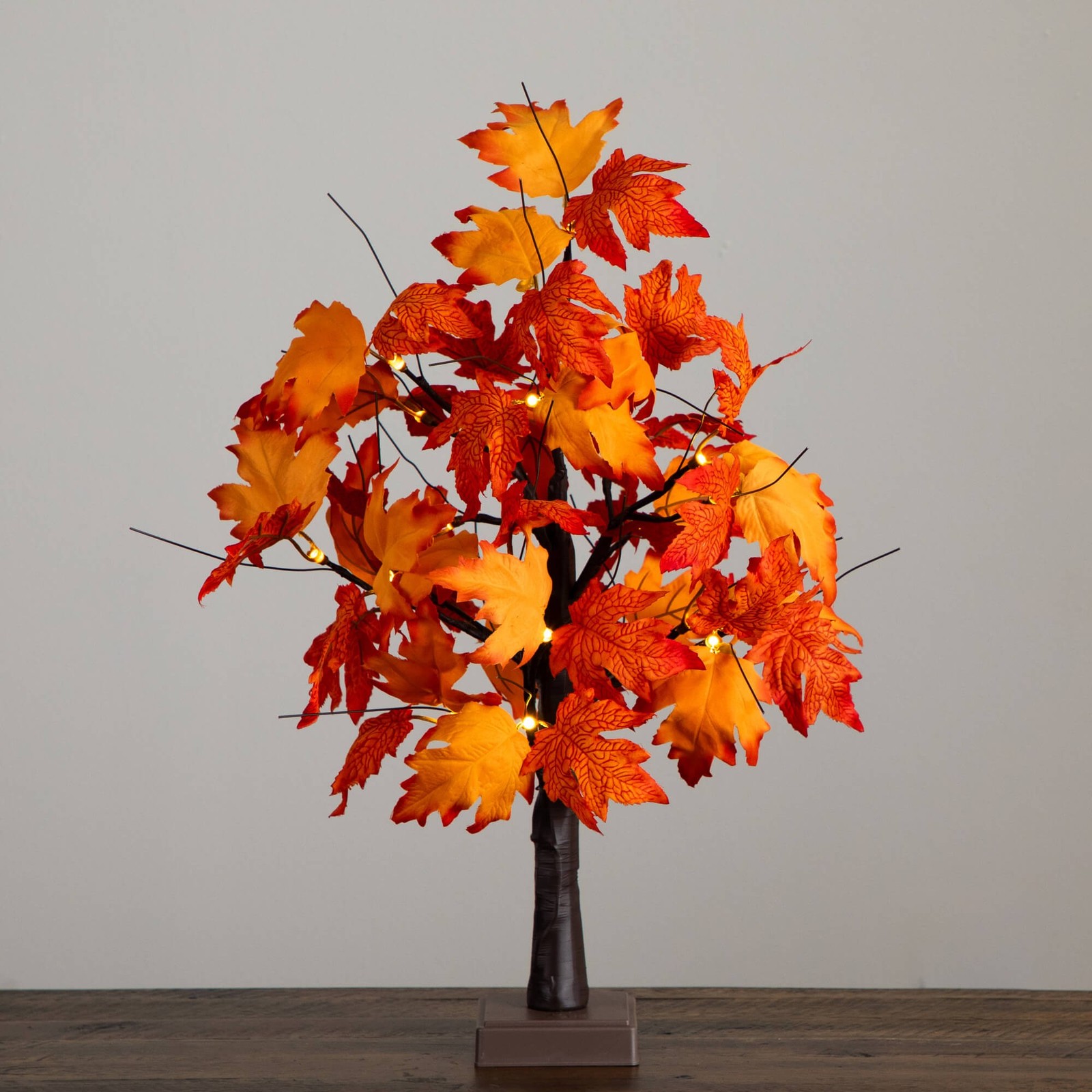 Nearly Natural 2ft Pre-Lit Bright Autumn Maple Fall Tree w/ 24 Warm White LED