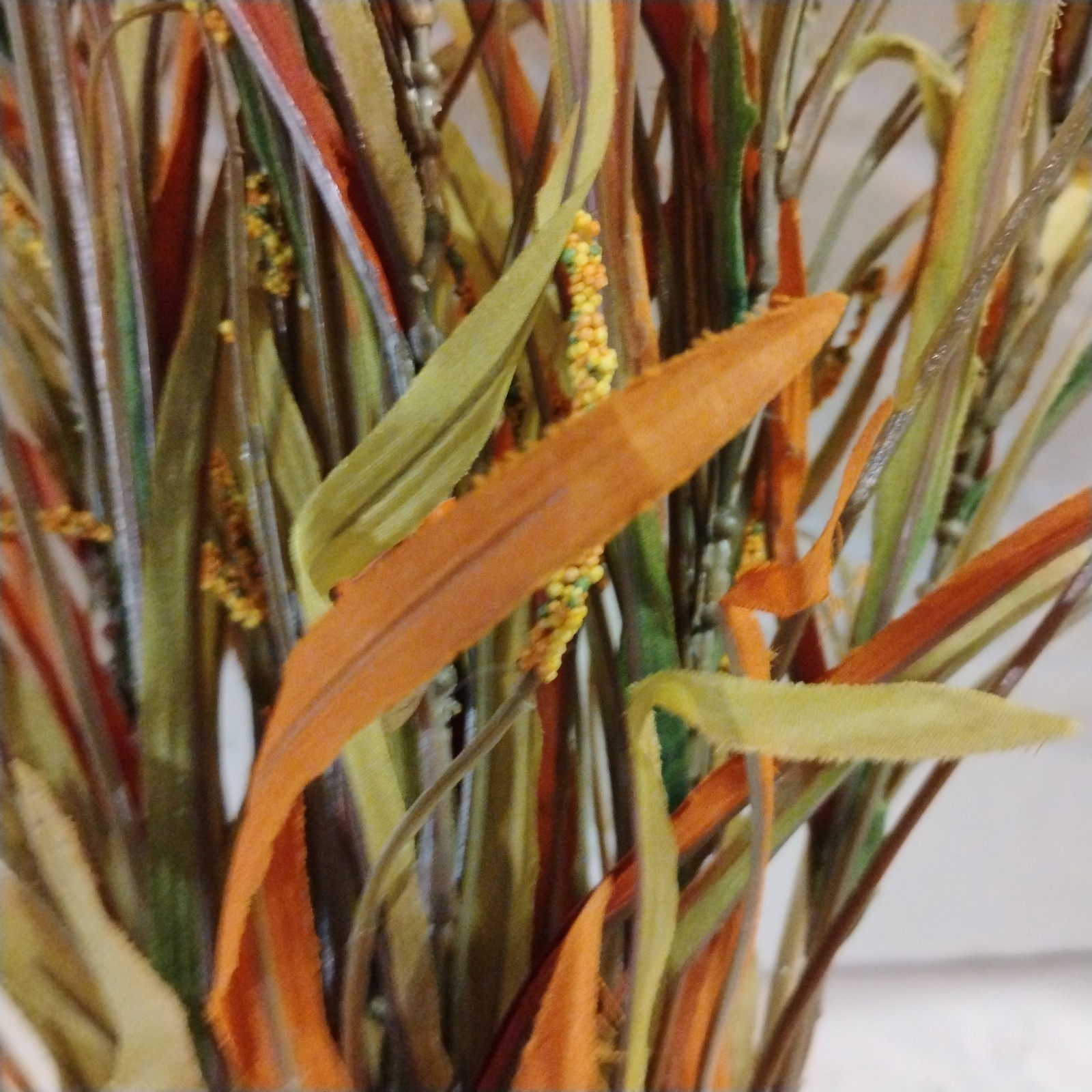 NWT Artificial Autumn Fall Bush of Flame Grass-Orange, Yellow & Green-31.50″T