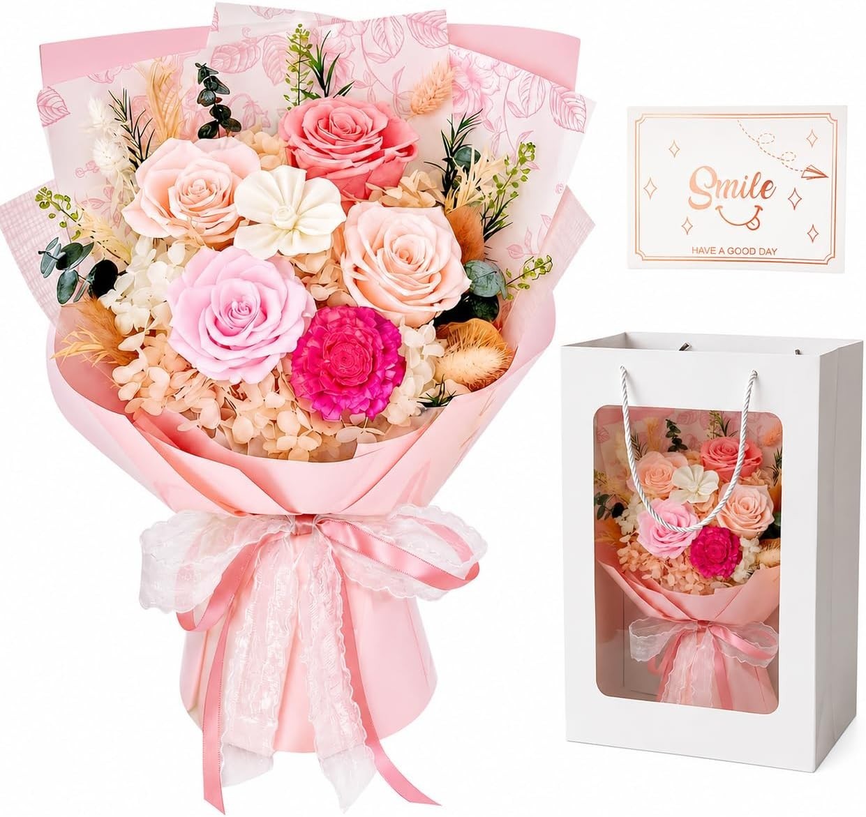Preserved Flowers Bouquet Floral Gift for Women Mom Wife Grandma Mother’s Day