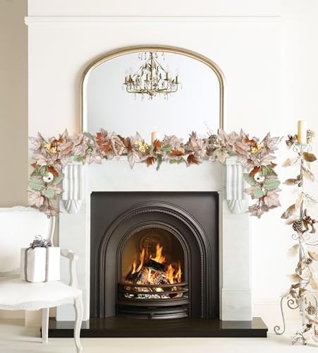 2 Pack Fall Maple Leaf Hanging Vine Garland Artificial Autumn White&green