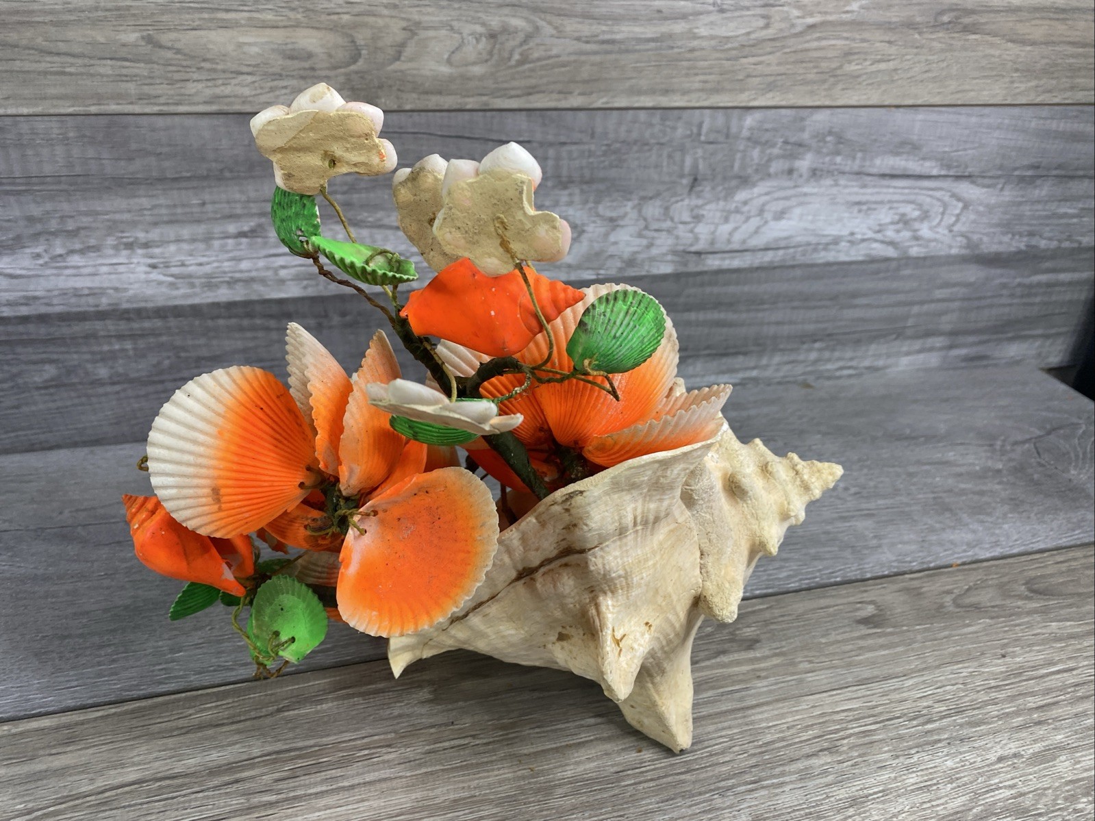 Vintage Seashells Kitschy Flower Bouquet Shell Floral Arrangement