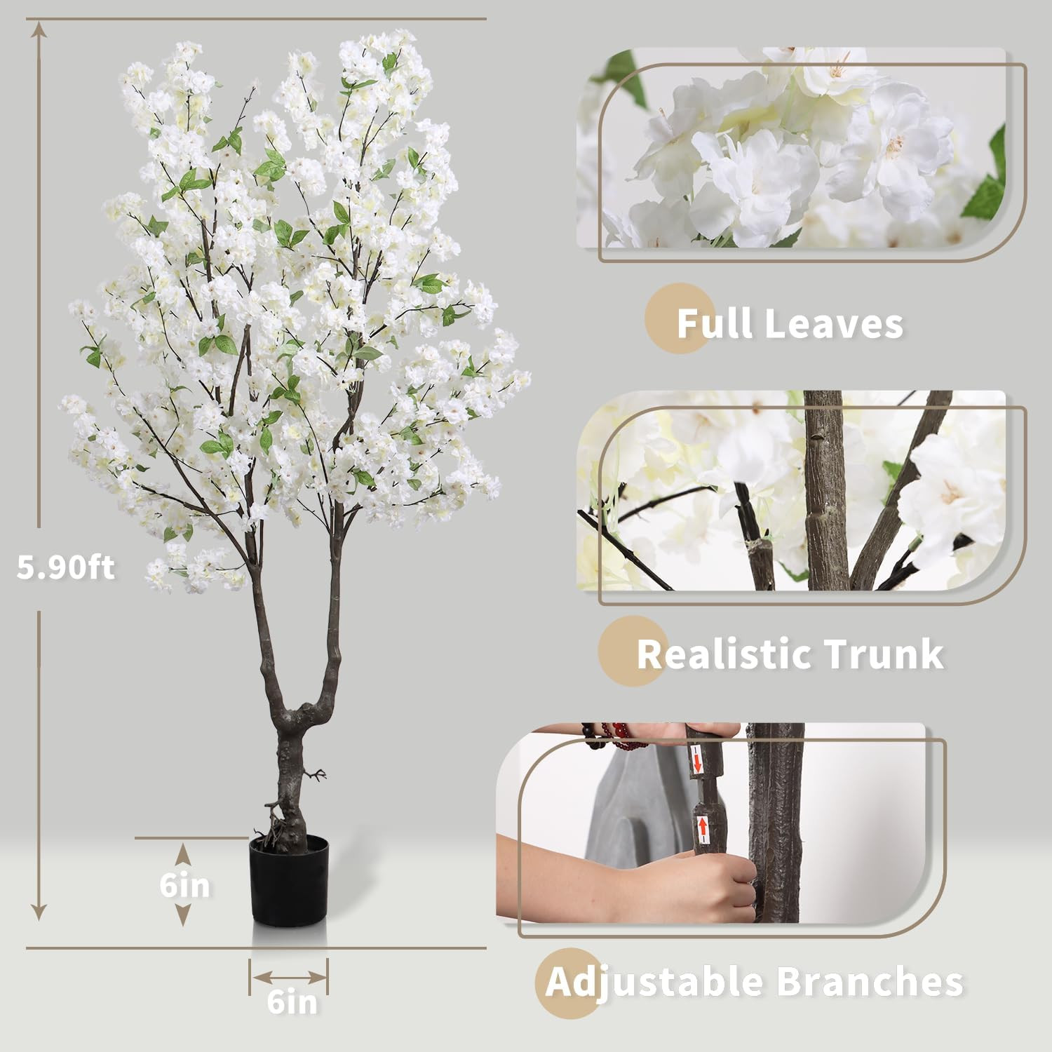 6Ft Faux Cherry Blossom Tree – Realistic Pink Flower Decor for Home & Events