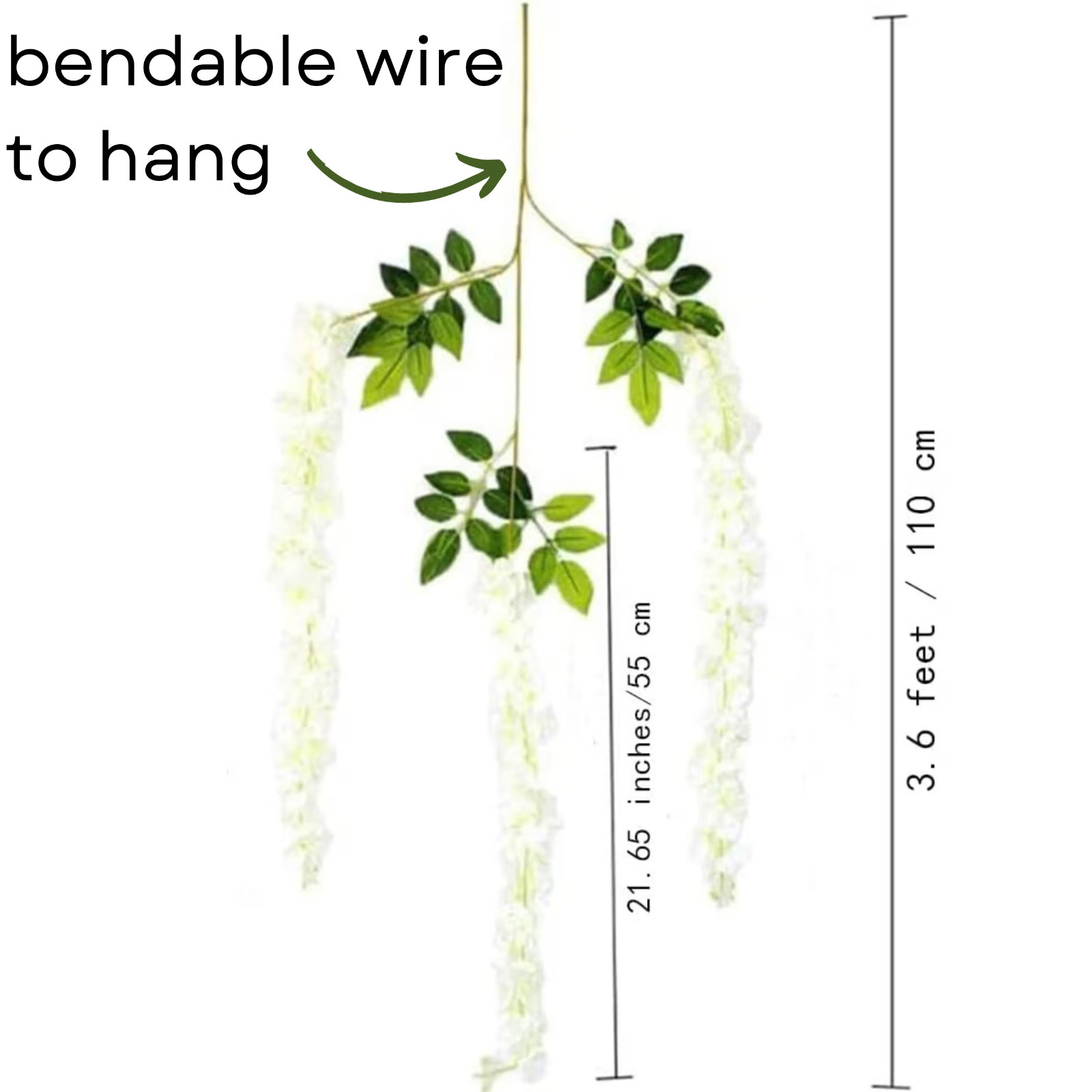 Hanging Faux Pink Wisteria Wedding Floral Decor – 24 pcs, 72 Branches Total