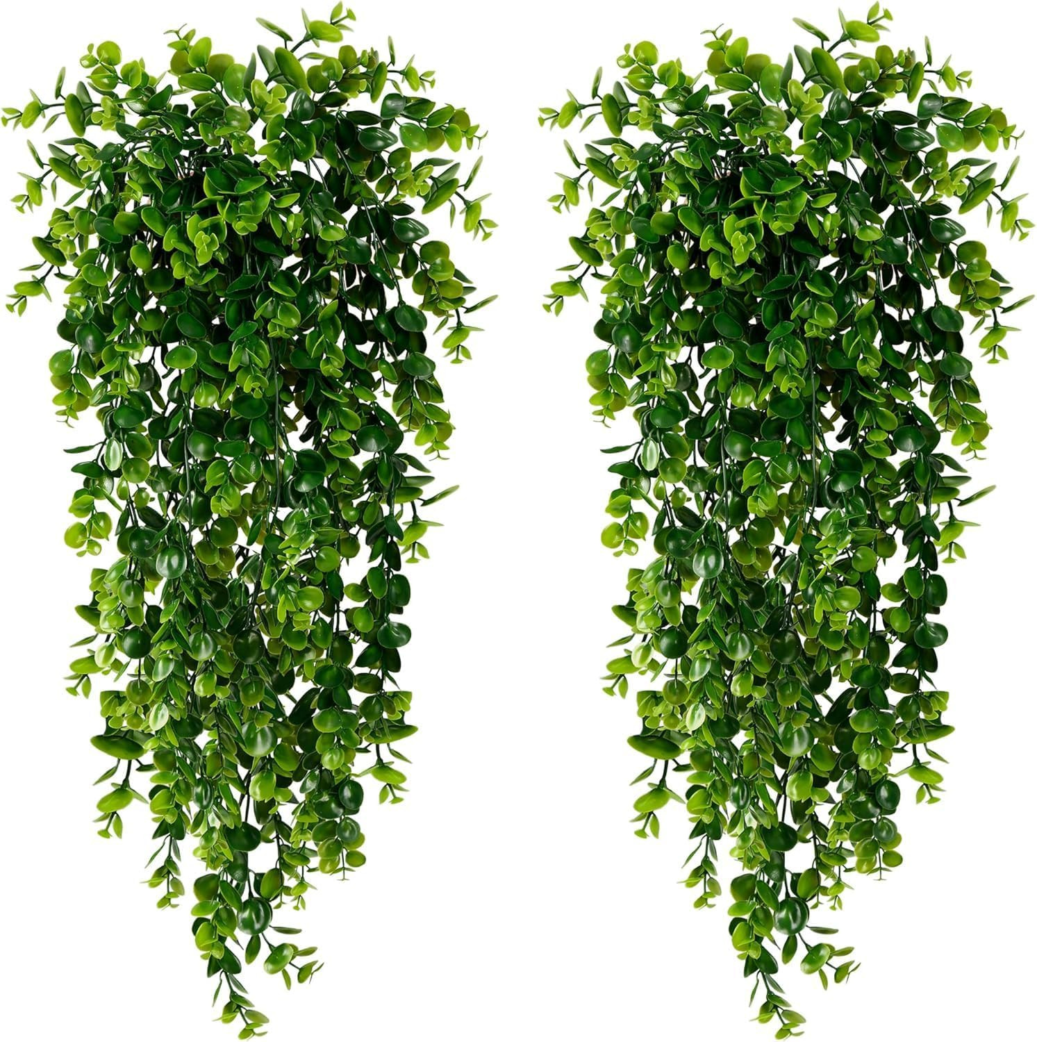 4 Pack Artificial Eucalyptus Hanging Plants 30 Inches UV Resistant Plastic Decor