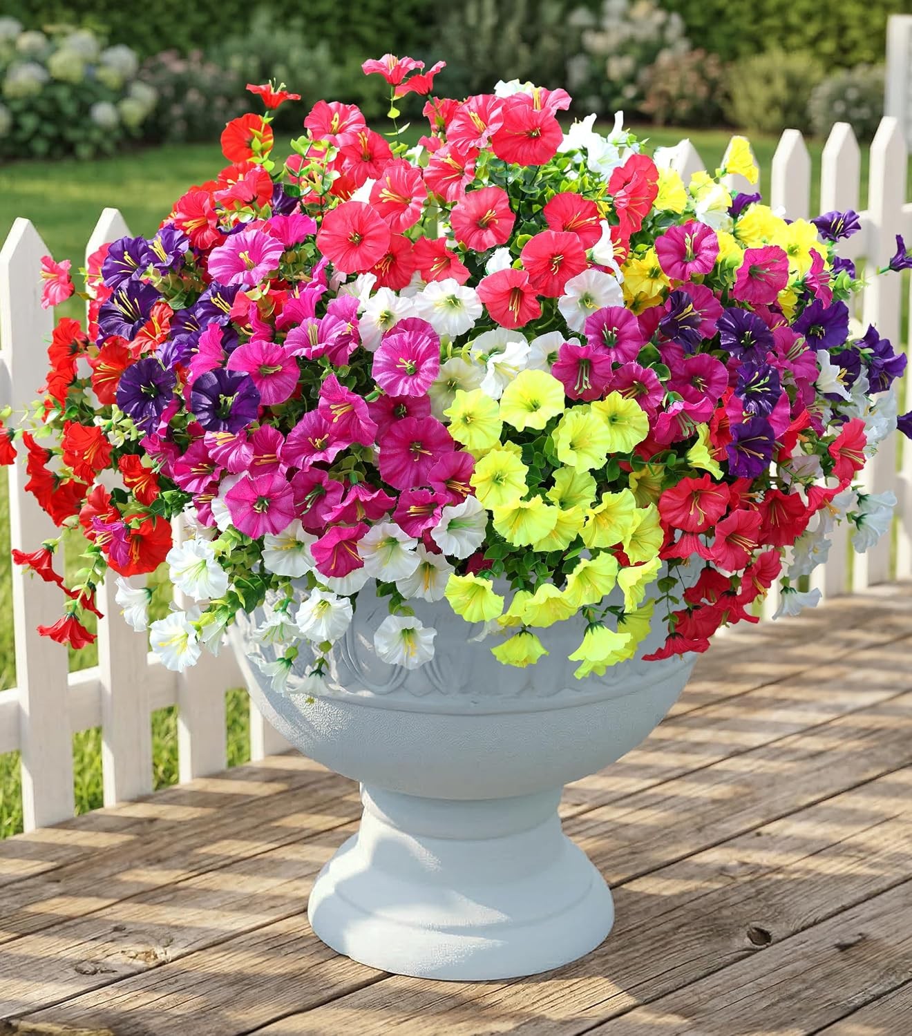 12 Bundles Artificial Morning Glory, Silk Eucalyptus UV Resistant Outdoor Decor