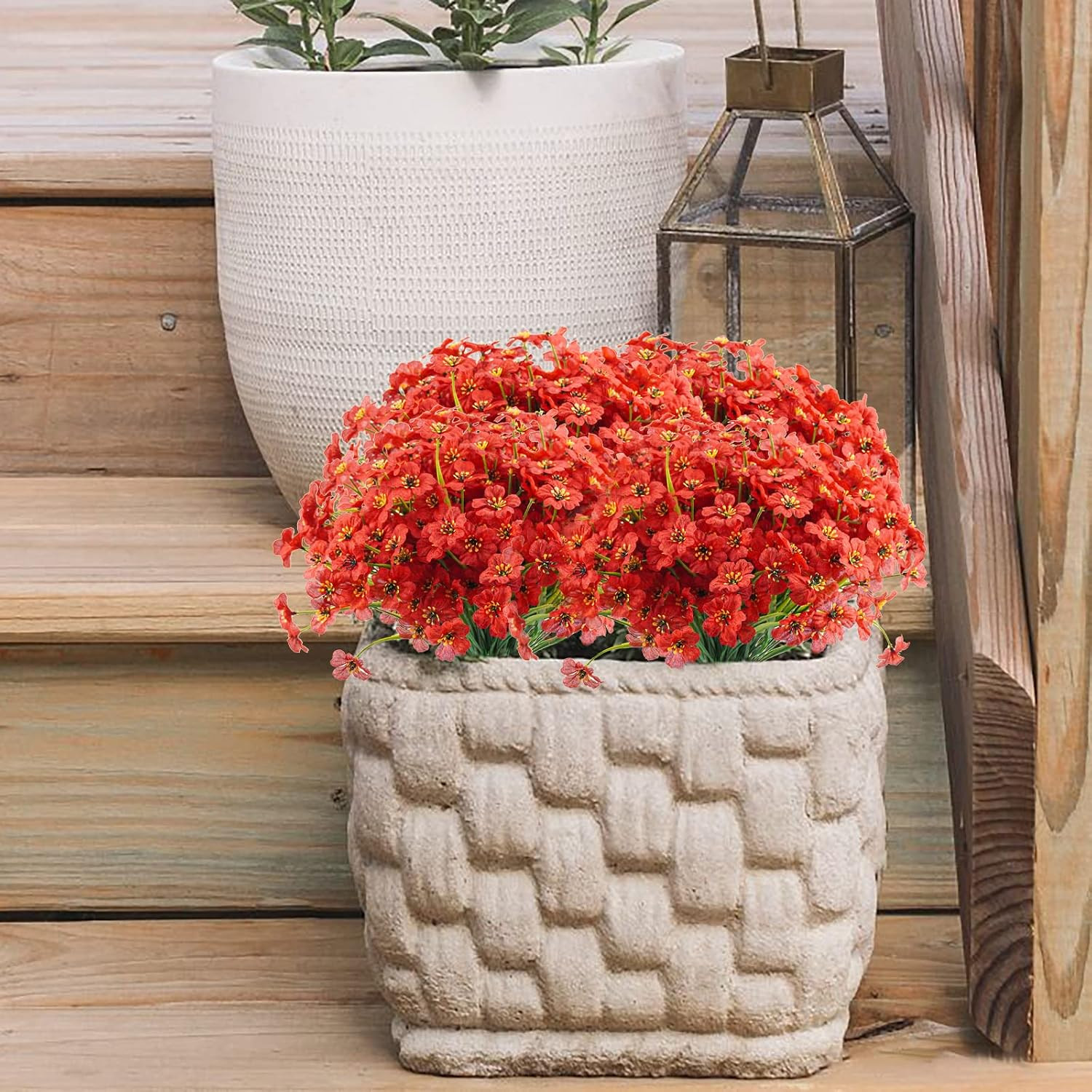 Vibrant 72PCS UV Resistant Artificial Flowers for Garden & Home Décor (Red)