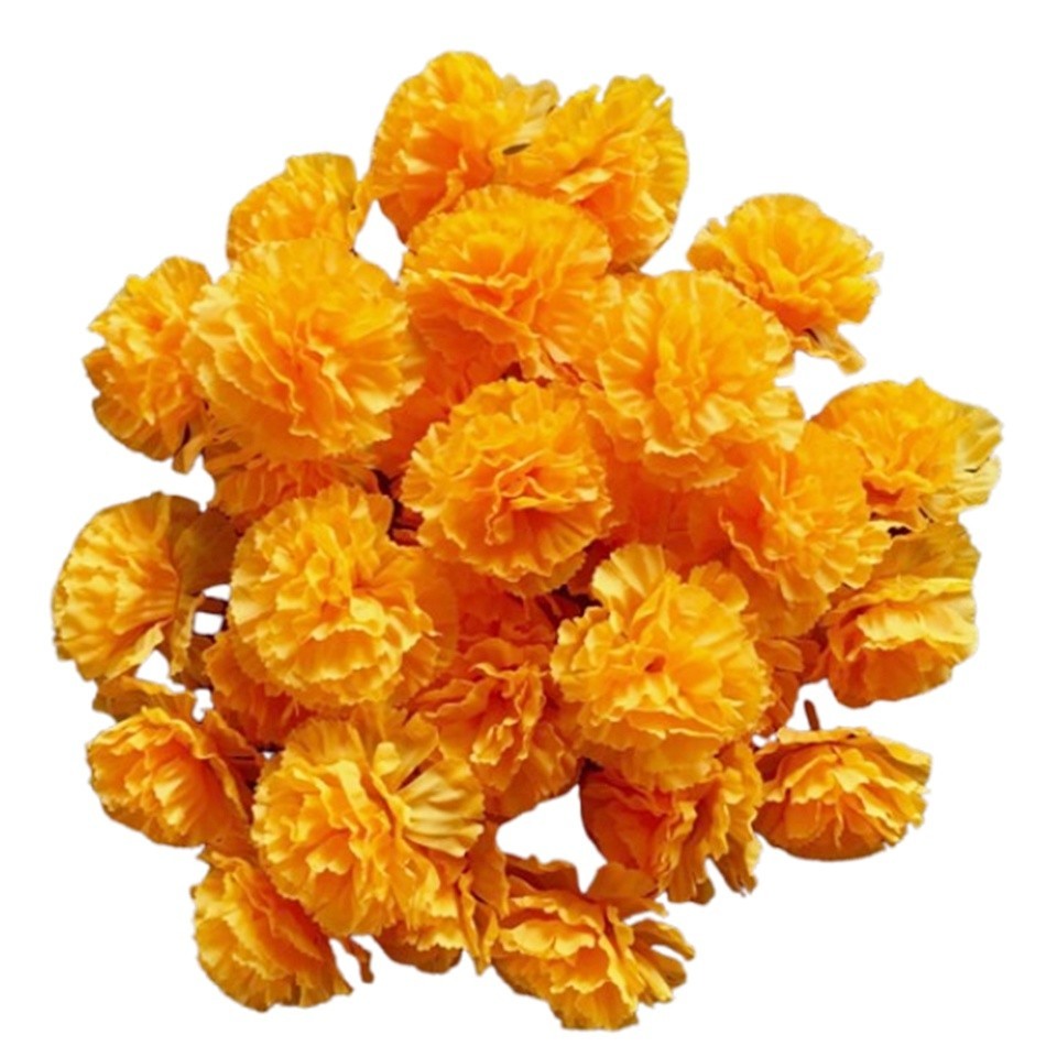 50pcs. Yellow Color Marigold Flower Thai Hindu Garland Worship Holy Spirit Craft