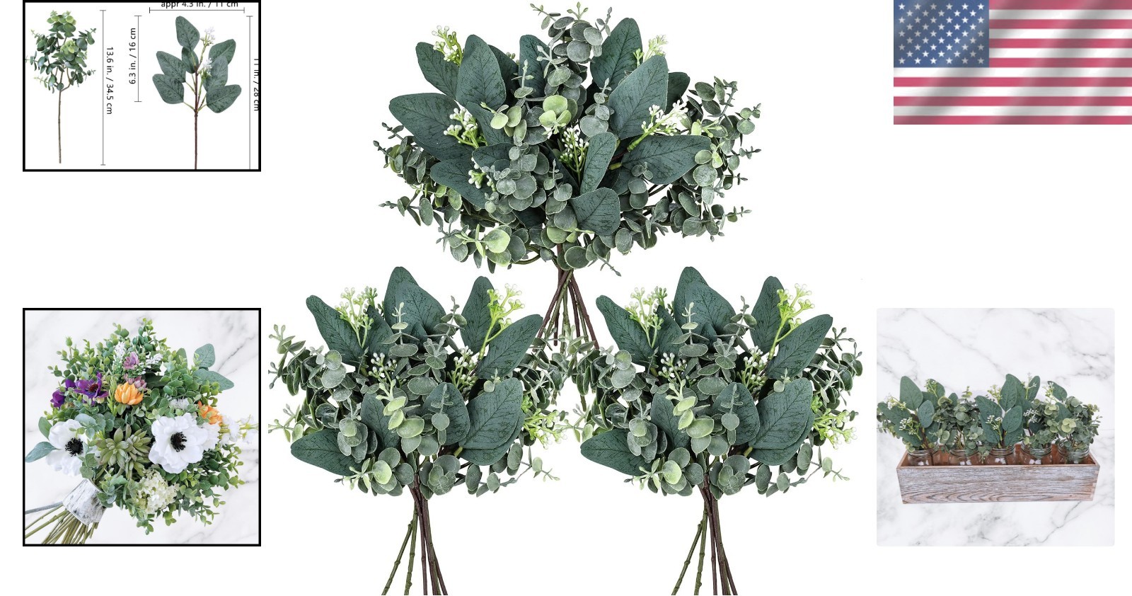 Artificial Eucalyptus Leaves Stems for Wedding Decor Floral Arrangements Indo…