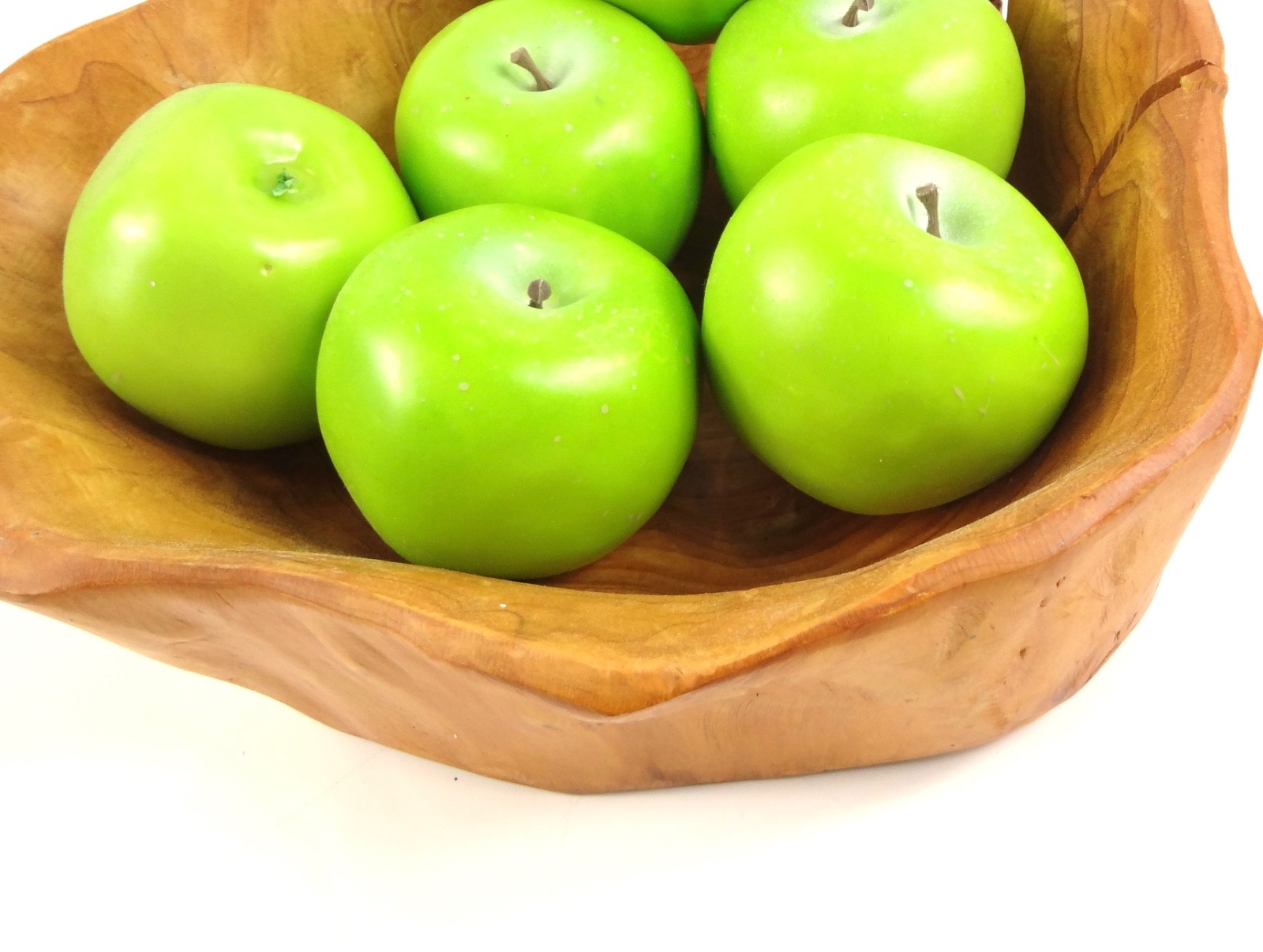 Acacia Wood Bowl with 6 Greens (fake realistic) Apple