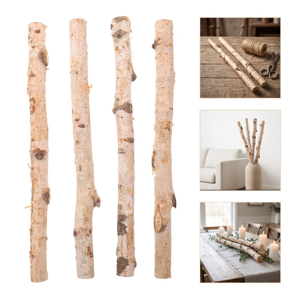 Natural Birch Wood Logs for Fireplace Decorative Rustic Firewood Bundle