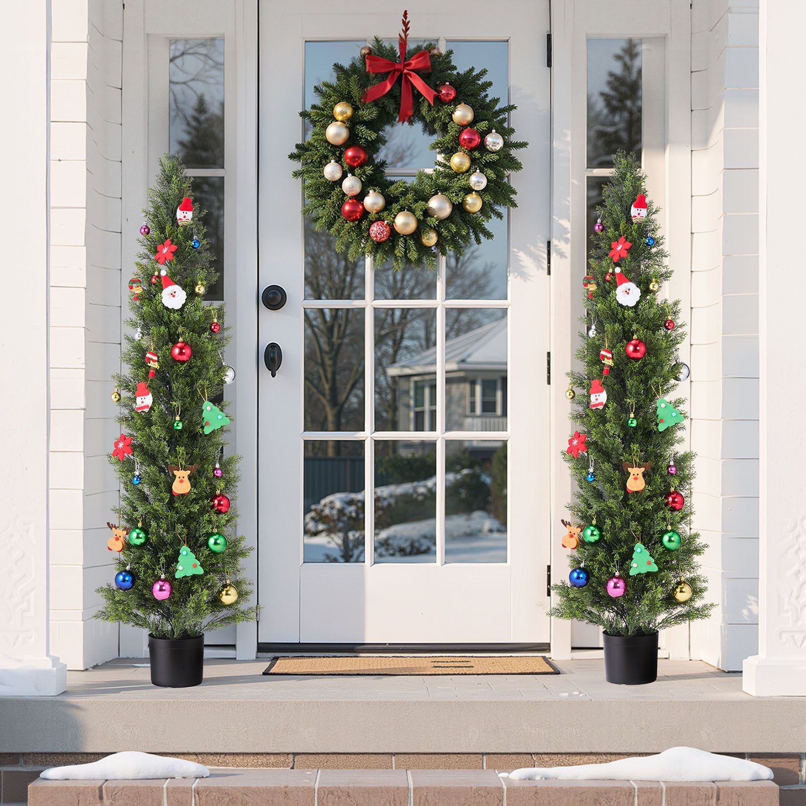 60in 2 Pc Fake Topiary Shrubs Ideal Height For Doorscape Decor