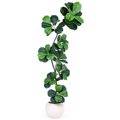 Articifial Fiddle Leaf Tree, 7ft Faux Plant Fake Ficus Lyrata Trees with 7ft-S
