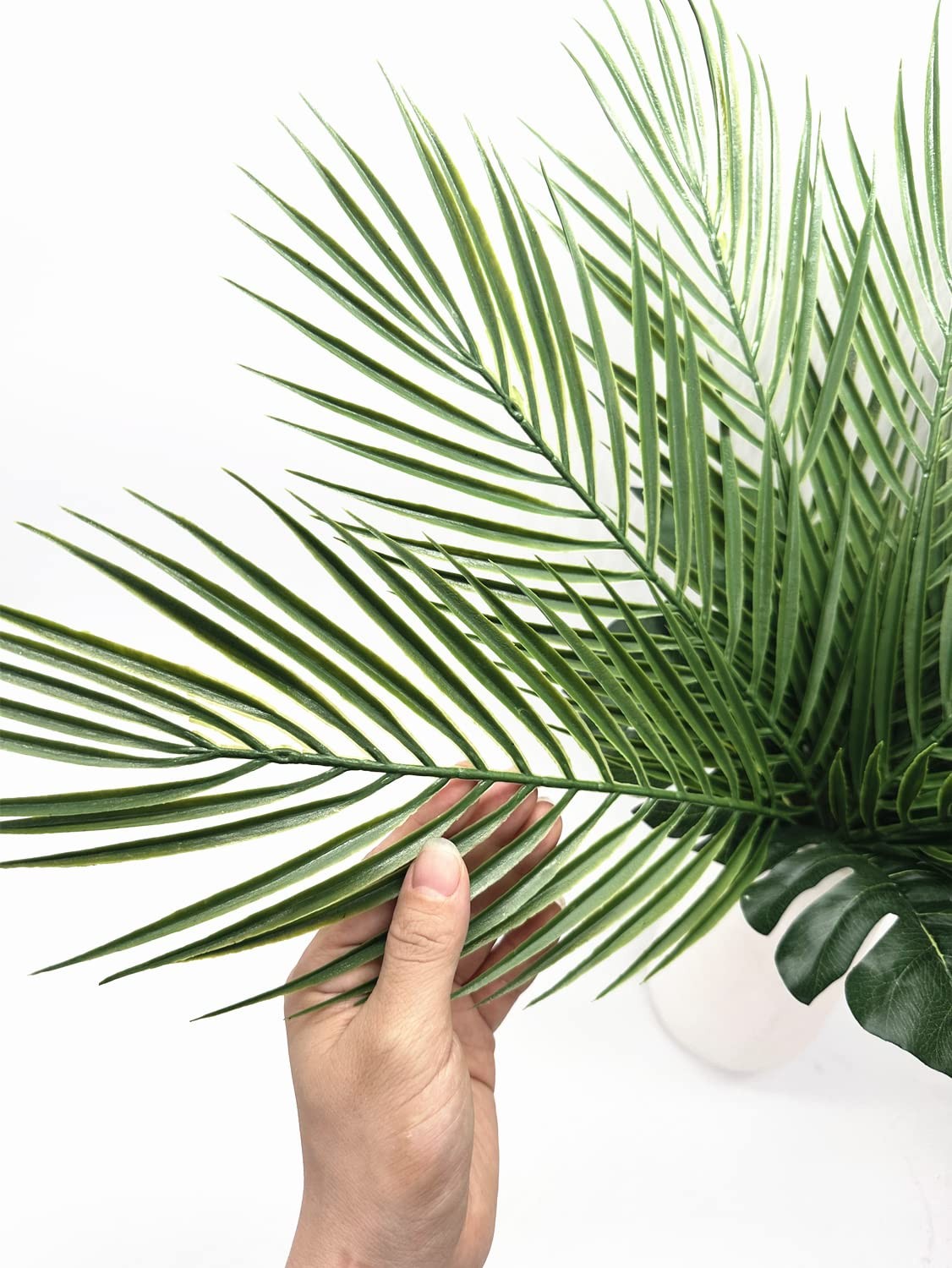 12 Pcs Artificial Palm Branches Palm Leaves with Stem for Party Tree Decor