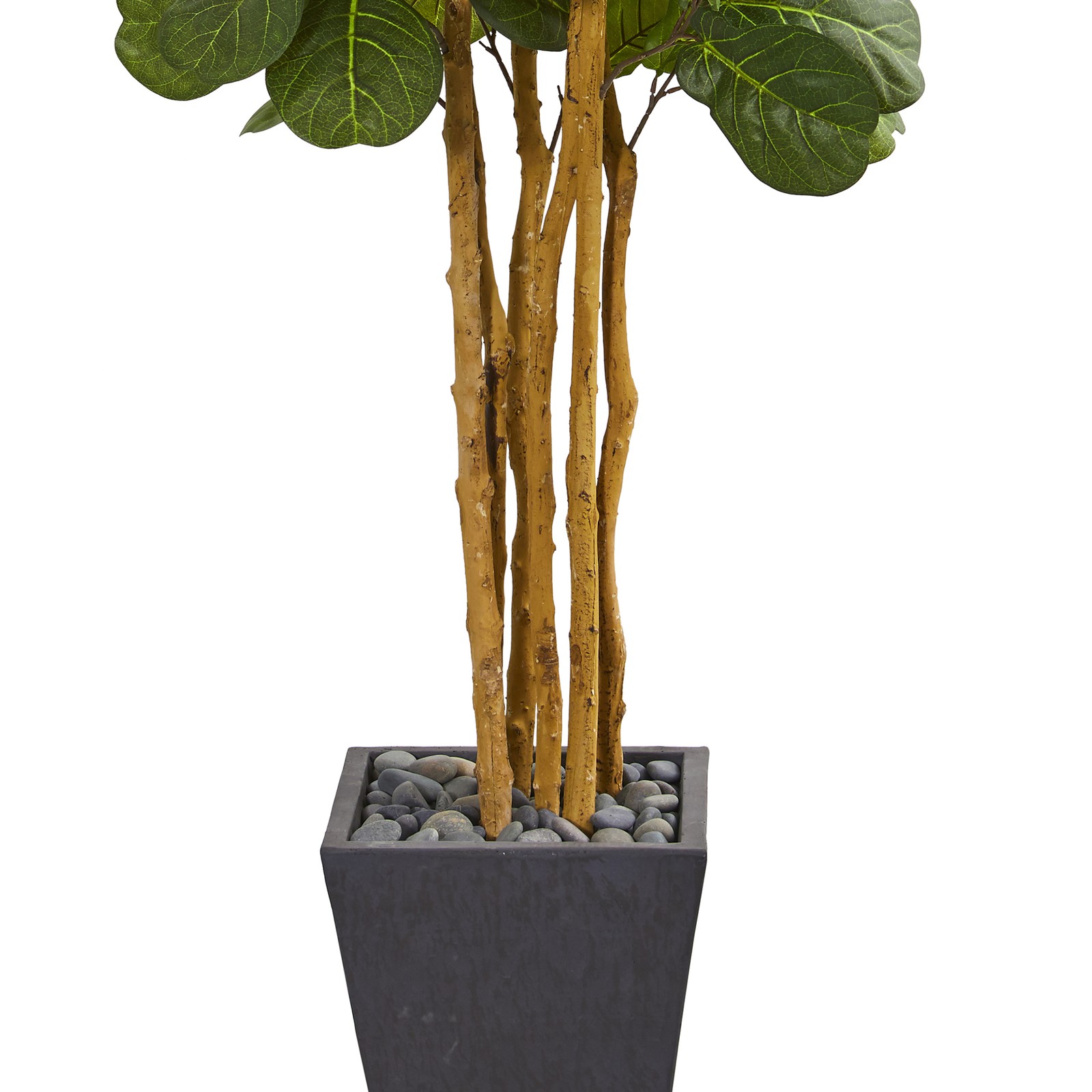 Nearly Natural Fiddle Leaf Artificial Tree in Slate Planter in Green