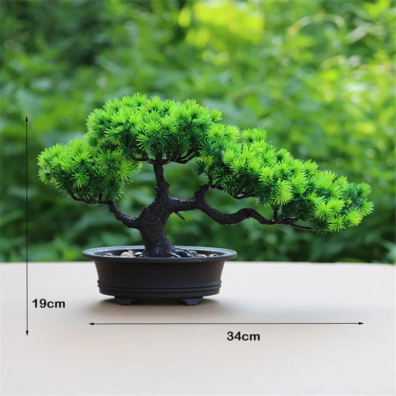 Flower Bonsai Zen Simulated Tree Pine Potted Desktop Decoration Fengshui