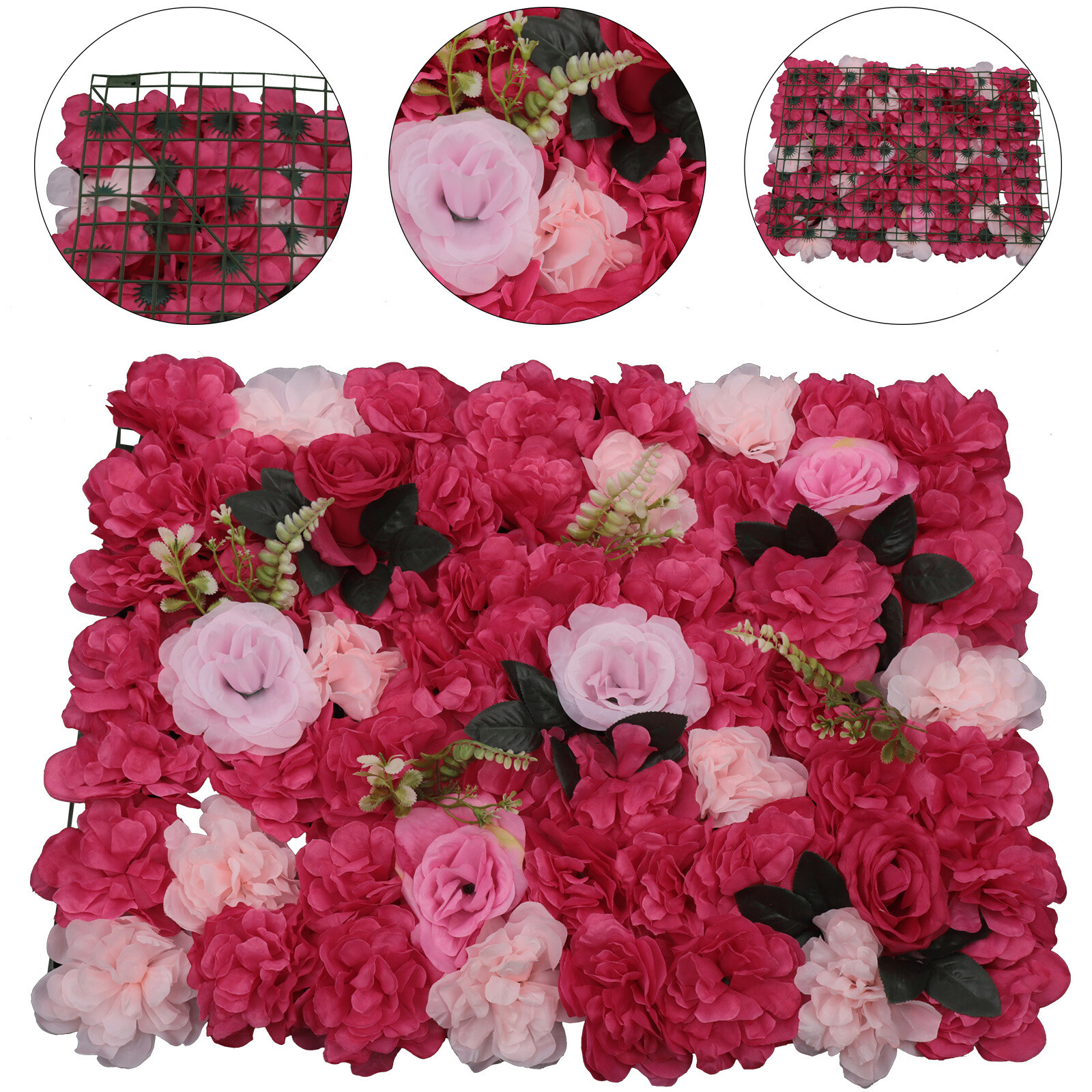 12Pcs Artificial Flower Wall Panels Red And Pink Rose Wall Panels Backdrop Decor