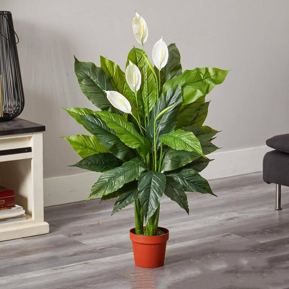 42 In. Spathiphyllum Artificial Silk Plants Green