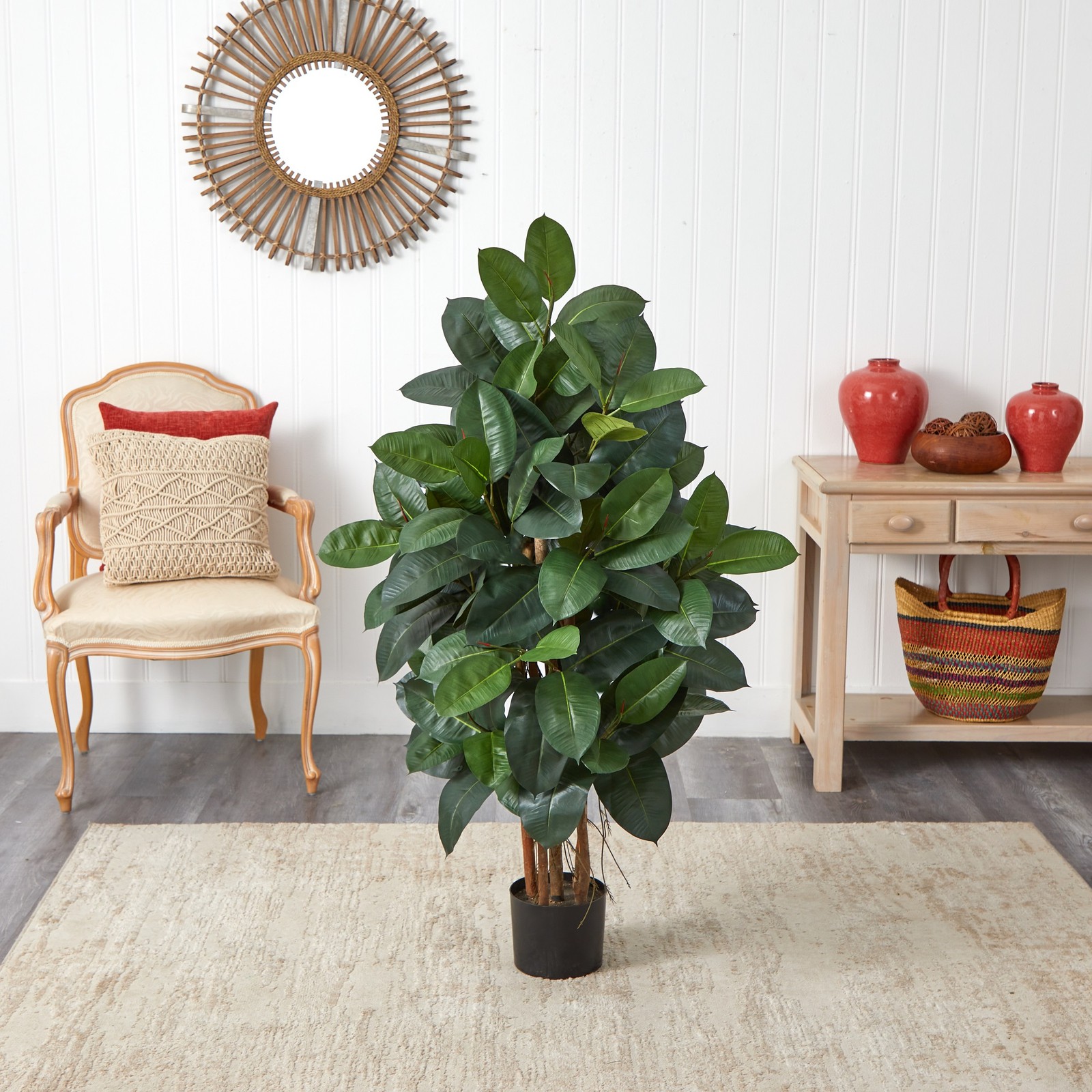 Nearly Natural 4ft Oak Ficus Artificial Tree in Green