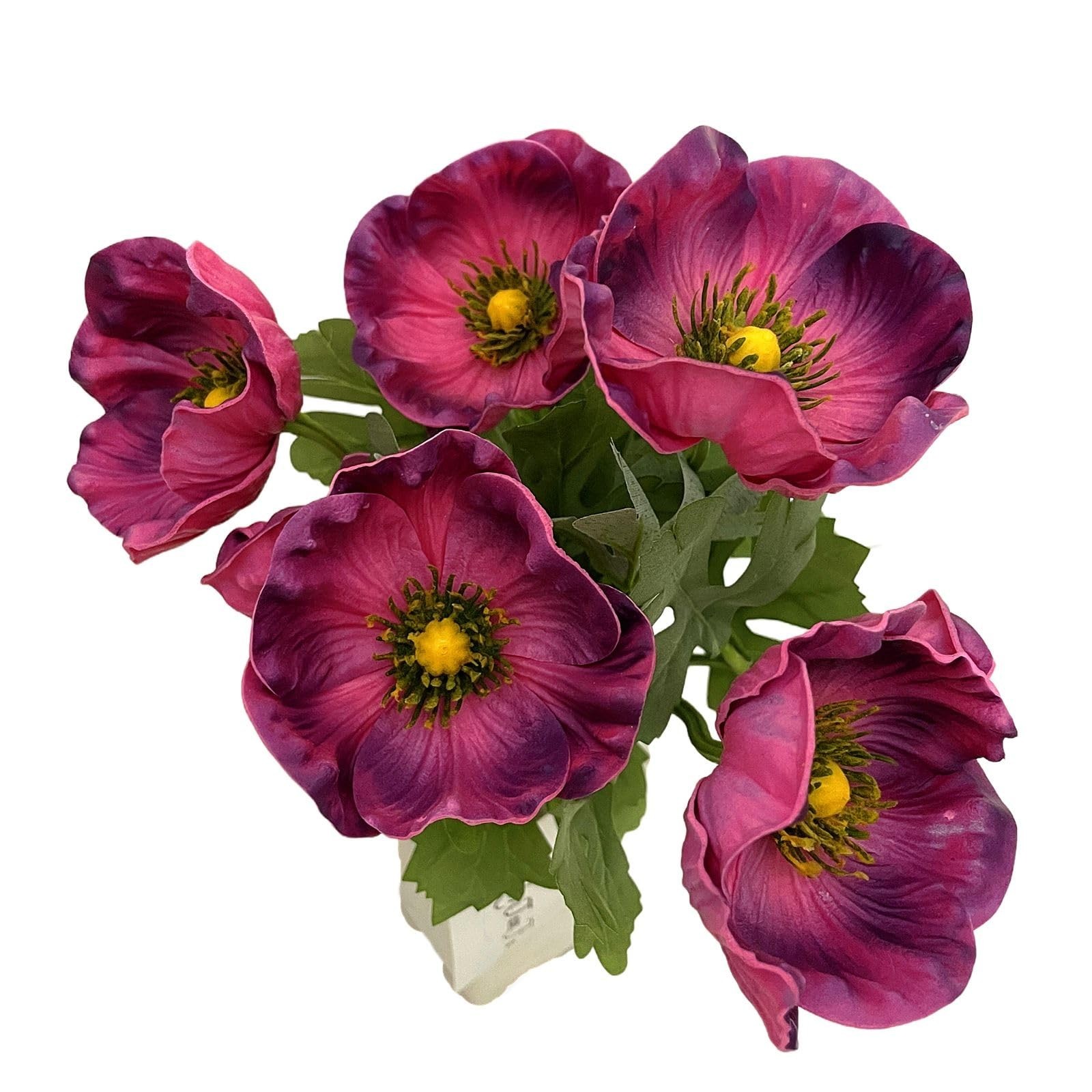 5Pcs Artifical Real Touch PU Anemone Flower Bouquet Room Home Decor (Purple)