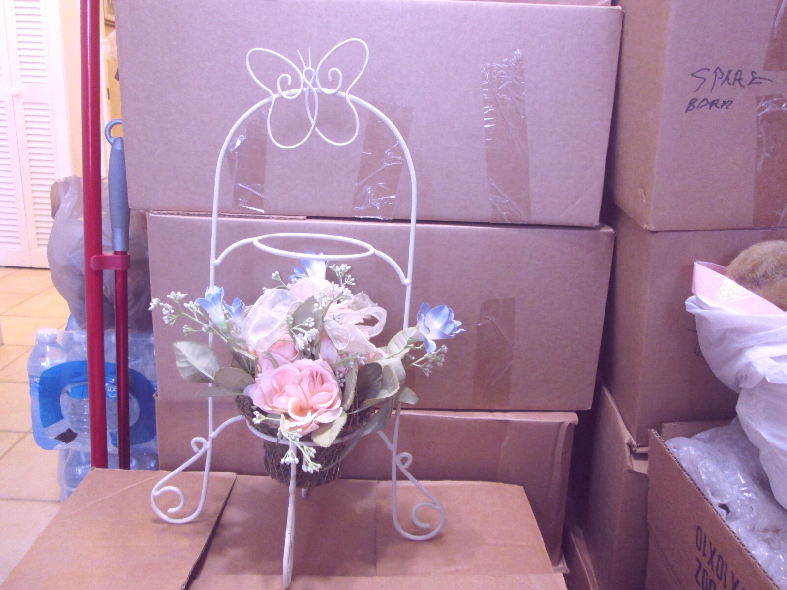 Butterfly Stand With Potted Flowers 21″ Tall 12.5″ Across