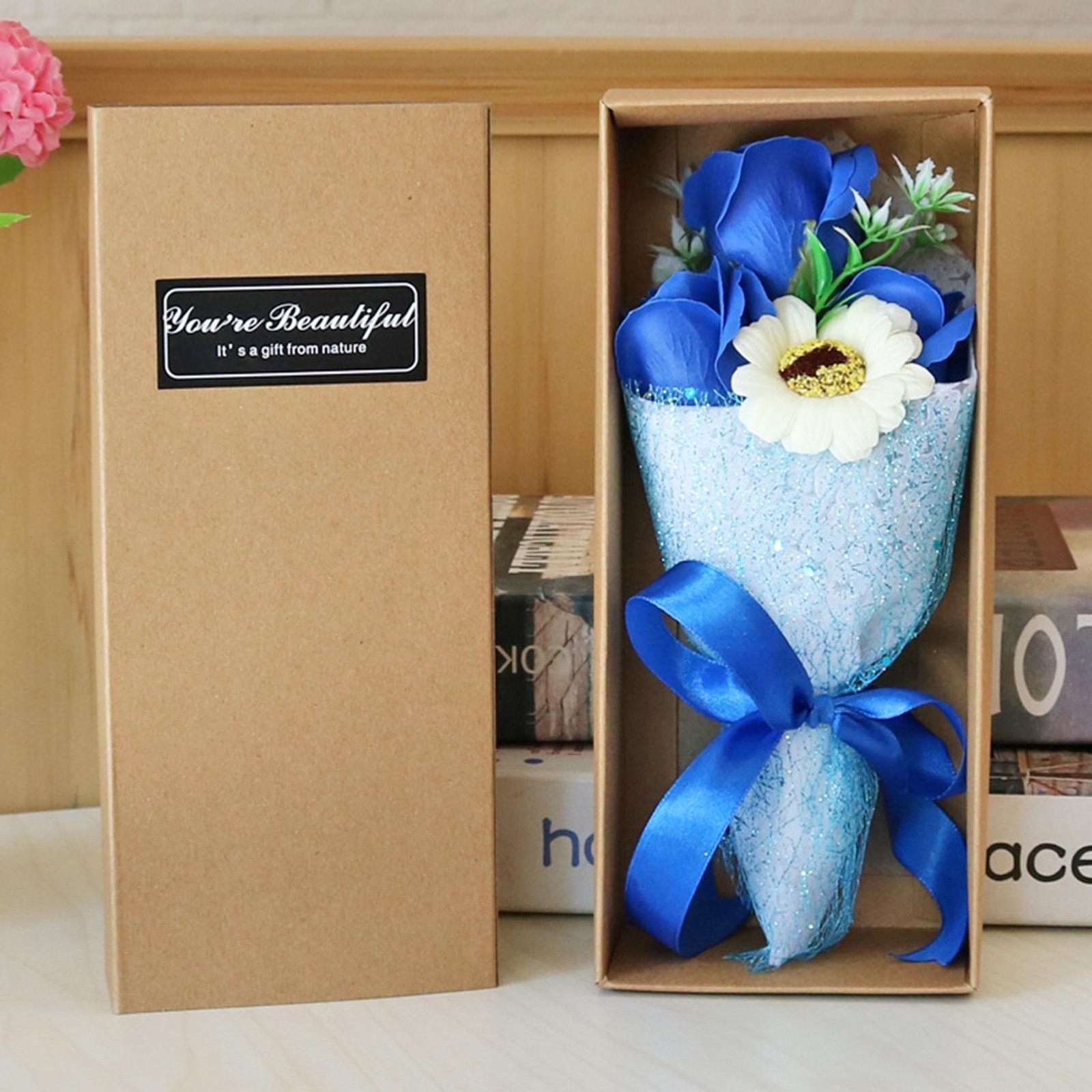 Scented Soap Flower Bouquet with Gift Box for Valentine’s Day Wedding Decor