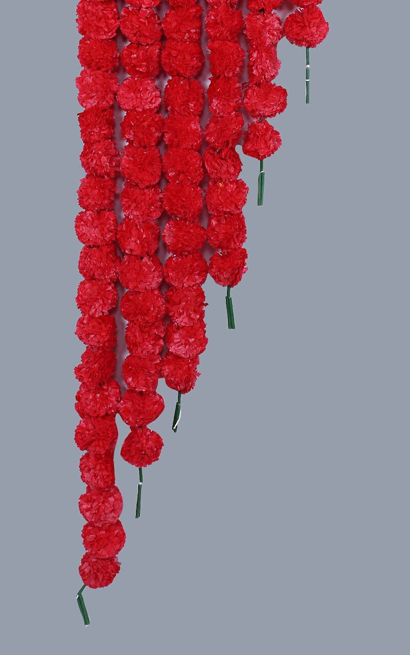 Artificial Marigold Flower Garlands Diwali Indian Wedding Party Decoration Red