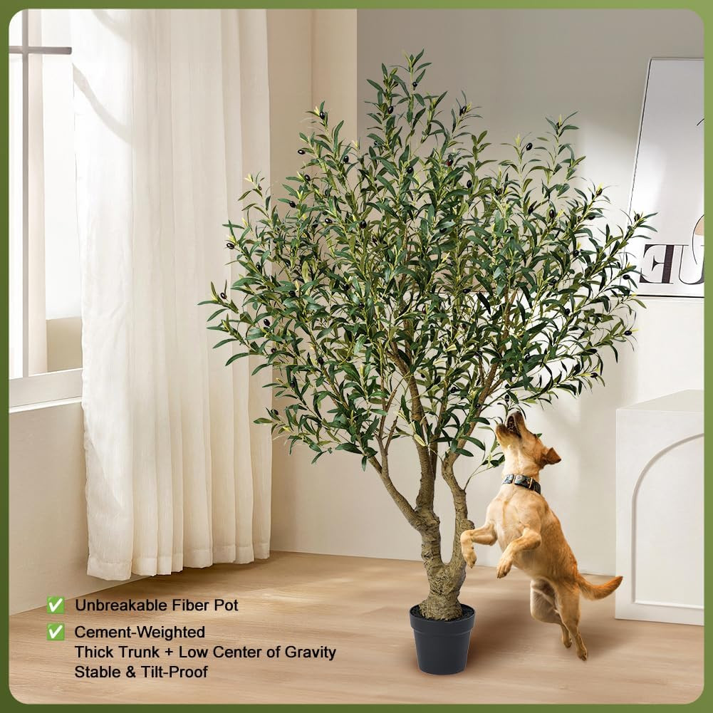 6Ft UV Resistant Faux Olive Tree – Realistic Indoor/Outdoor Decor Plant