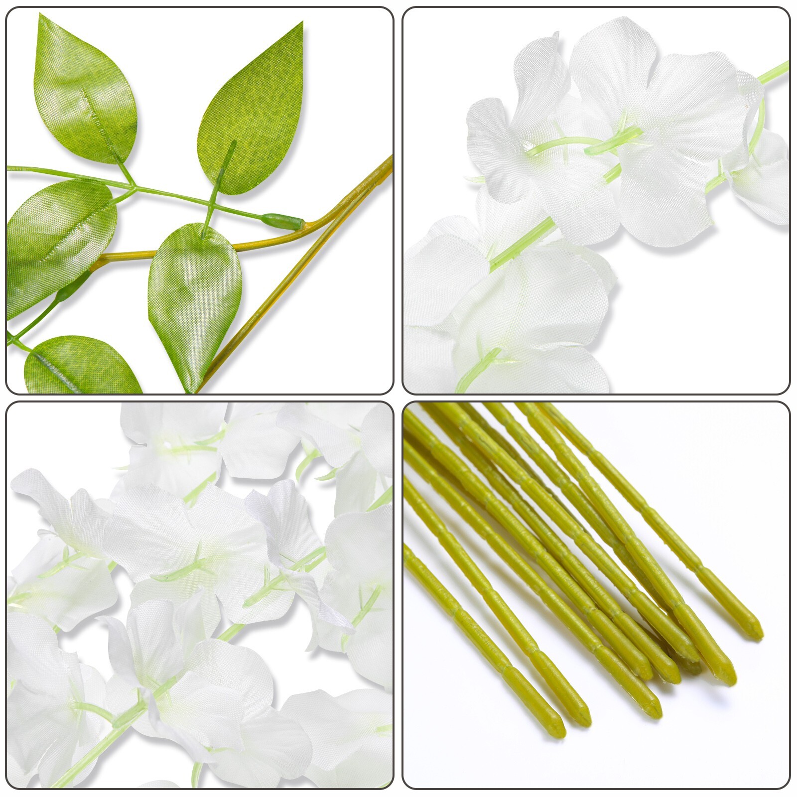 EZFLOWERY 6 Pack 3.6 Feet Artificial Wisteria Vine Hanging Flowers Garland Silk